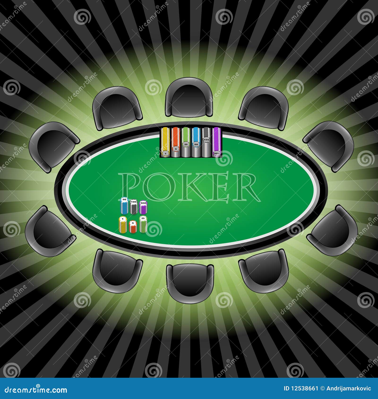 Poker table stock vector. Illustration of background 12538661