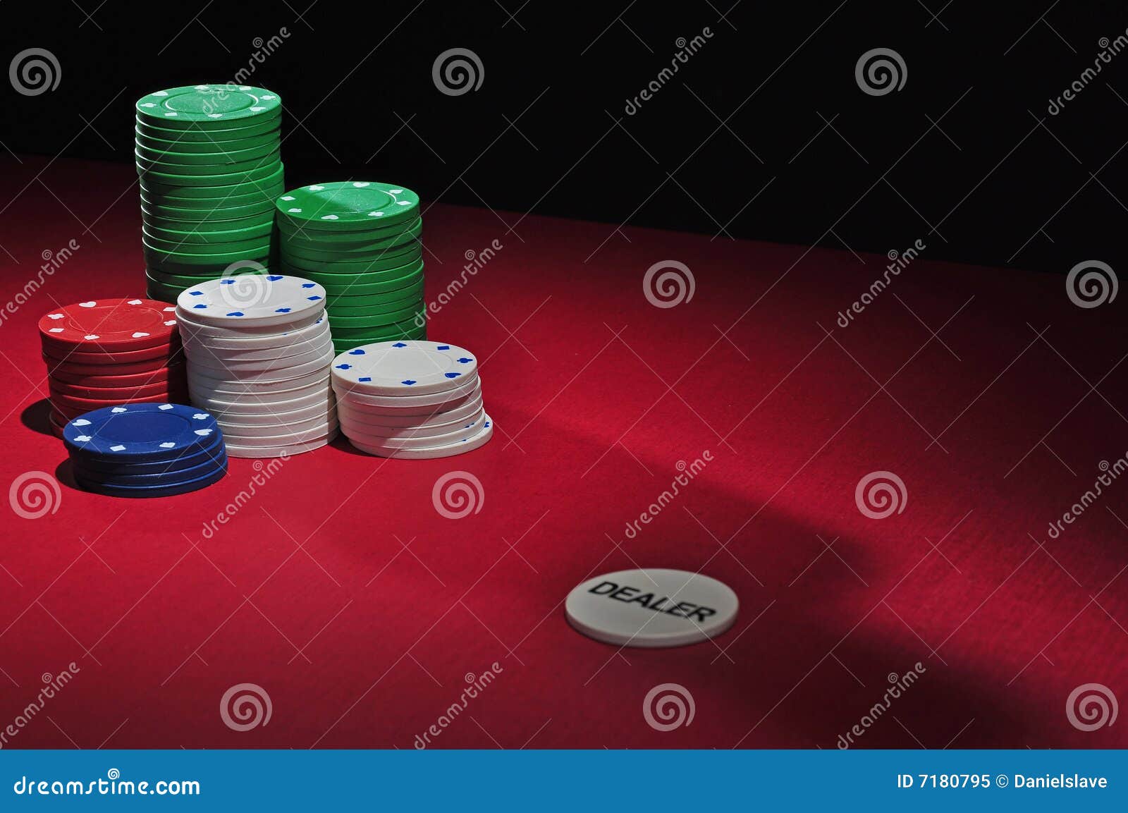 Poker Table Chips and Dealer Stock Image Image of frame, gamble 7180795