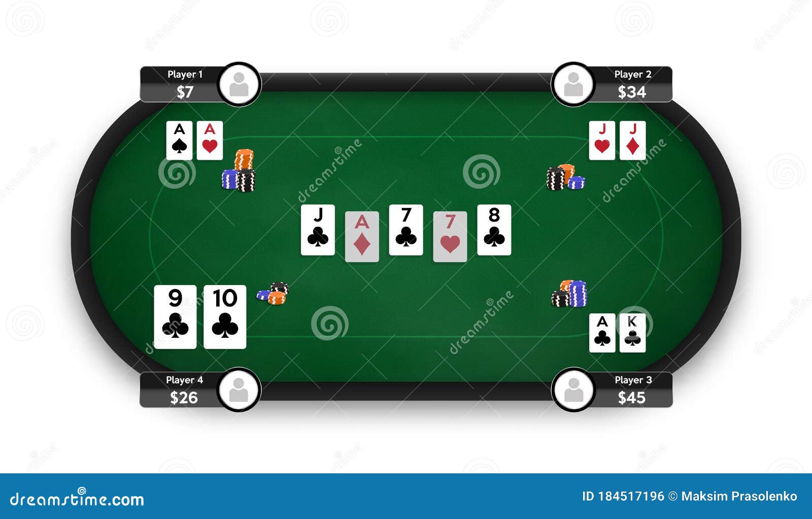 Zeker Tub Slagschip Poker Table. Online Poker Room. Texas Hold`em Game Illustration. Online  Game Concept Stock Vector - Illustration of gaming, online: 184517196