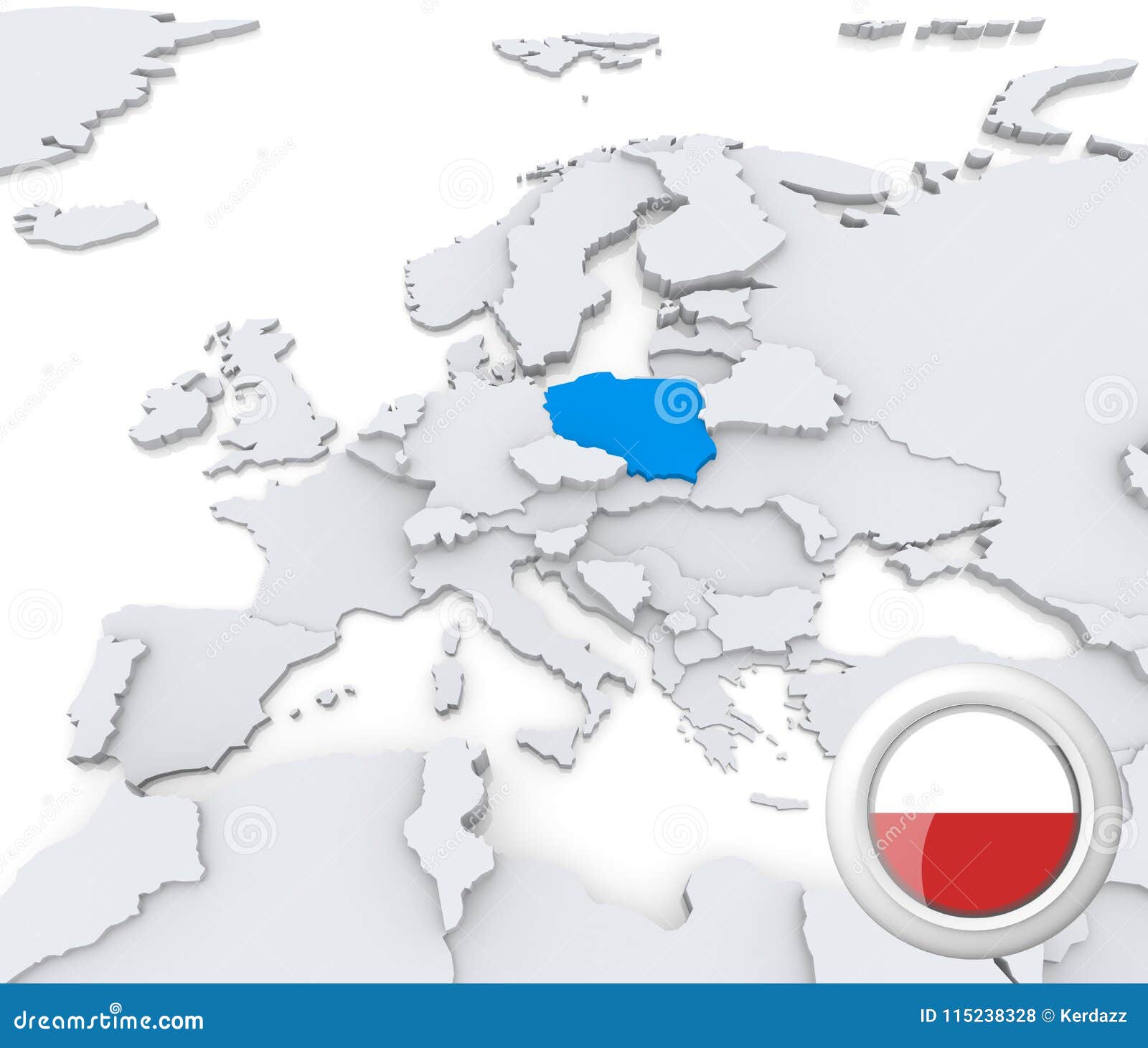 Poland On Map Of Europe Stock Illustration Illustration Of Atlas