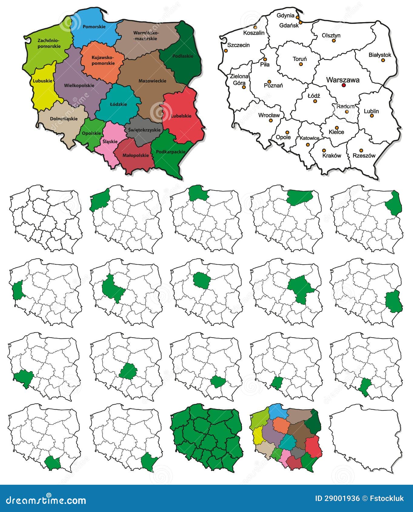 Poland Province Borders Layers on or OFF Stock Vector Illustration
