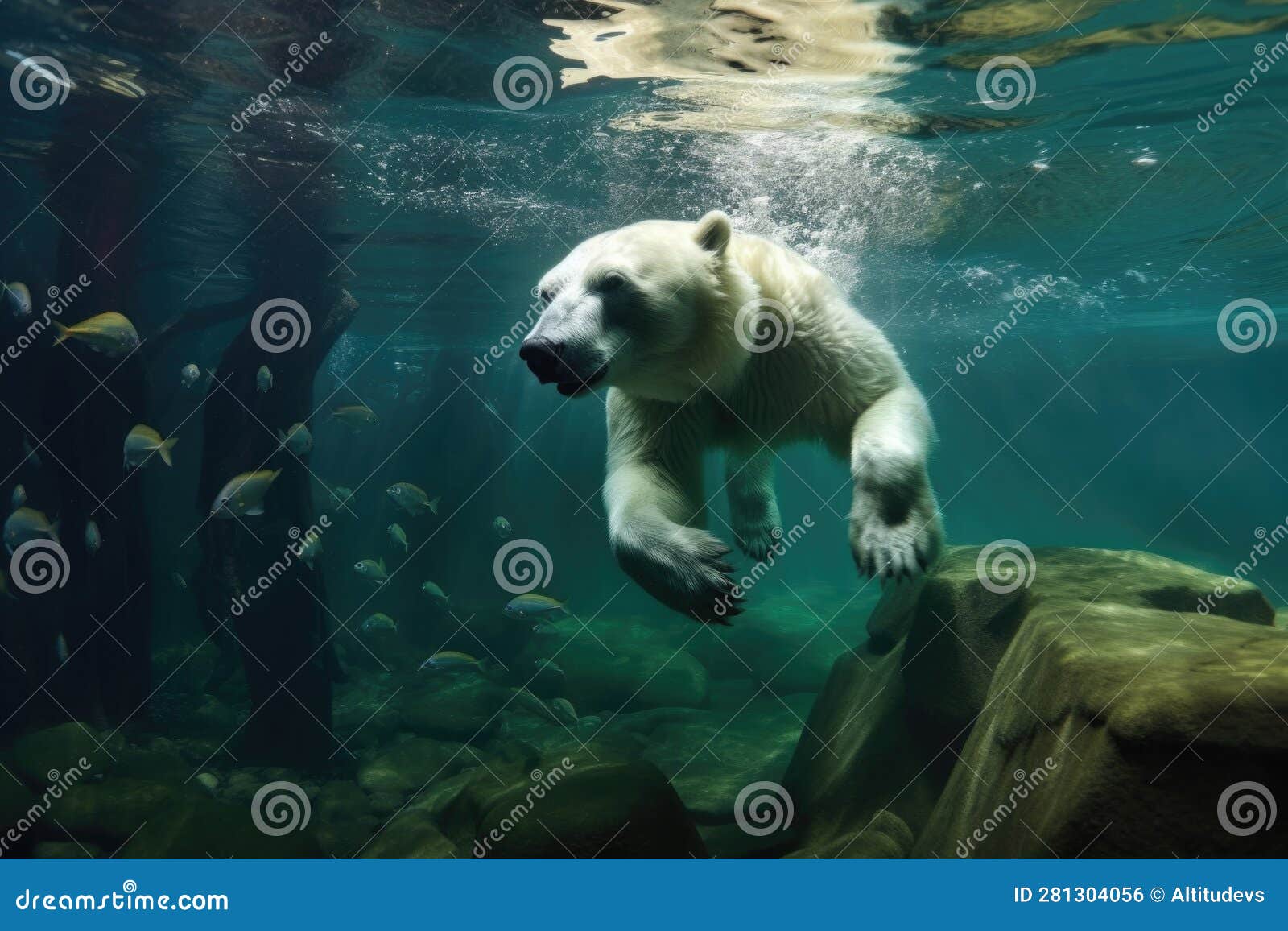 Polar Bear Diving into Water for Prey Stock Illustration Illustration