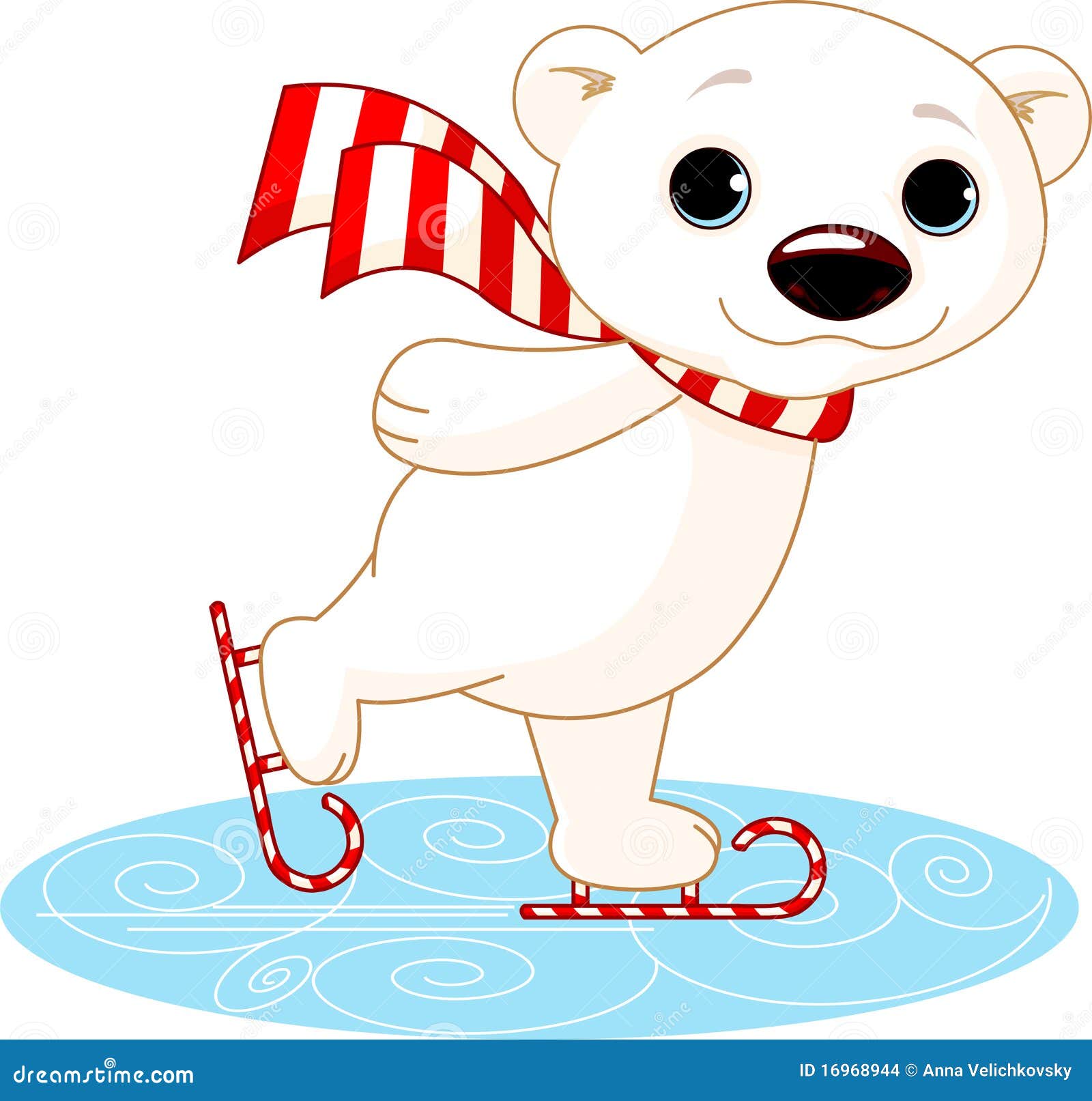 Polar bear on ice skates stock illustration. Illustration of leisure