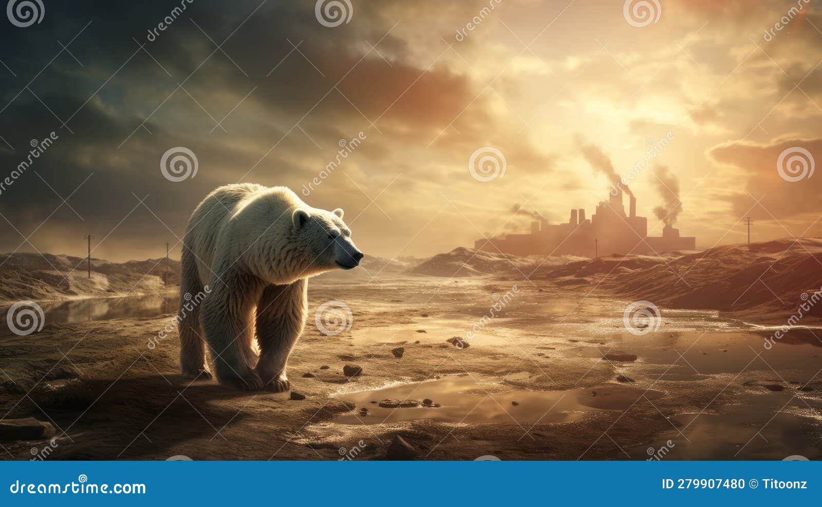 polar bear threatened by climate change, global warming and ice meltin