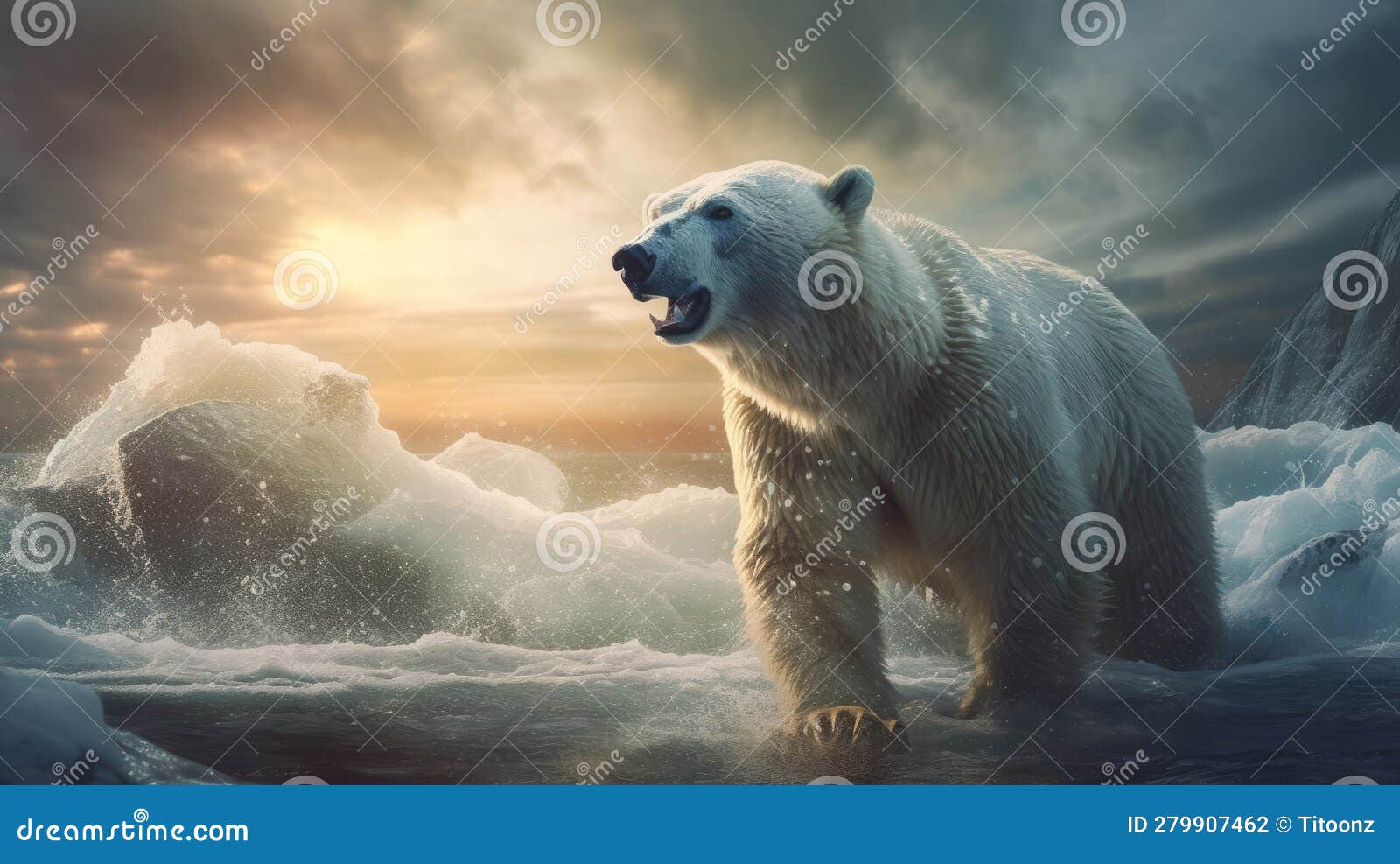 polar bear threatened by climate change, global warming and ice melting