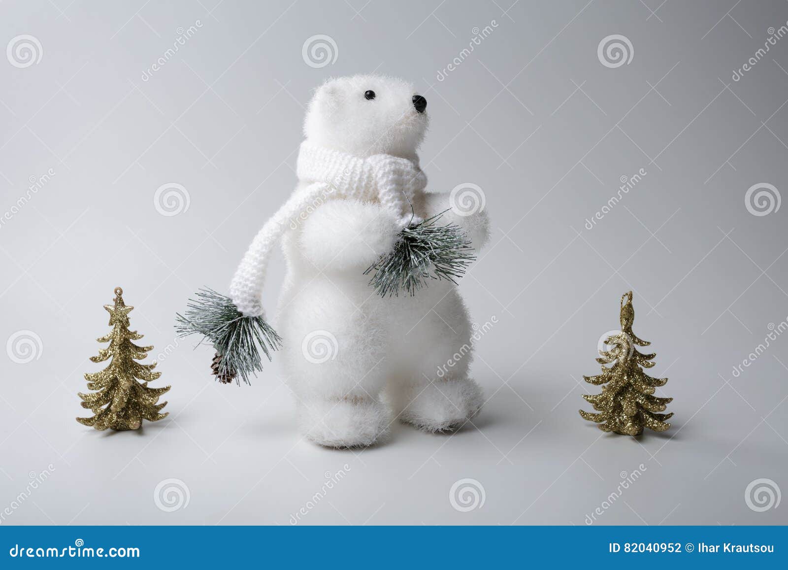 Polar Bear Winter, Christmas Decorations on White Background Stock ...