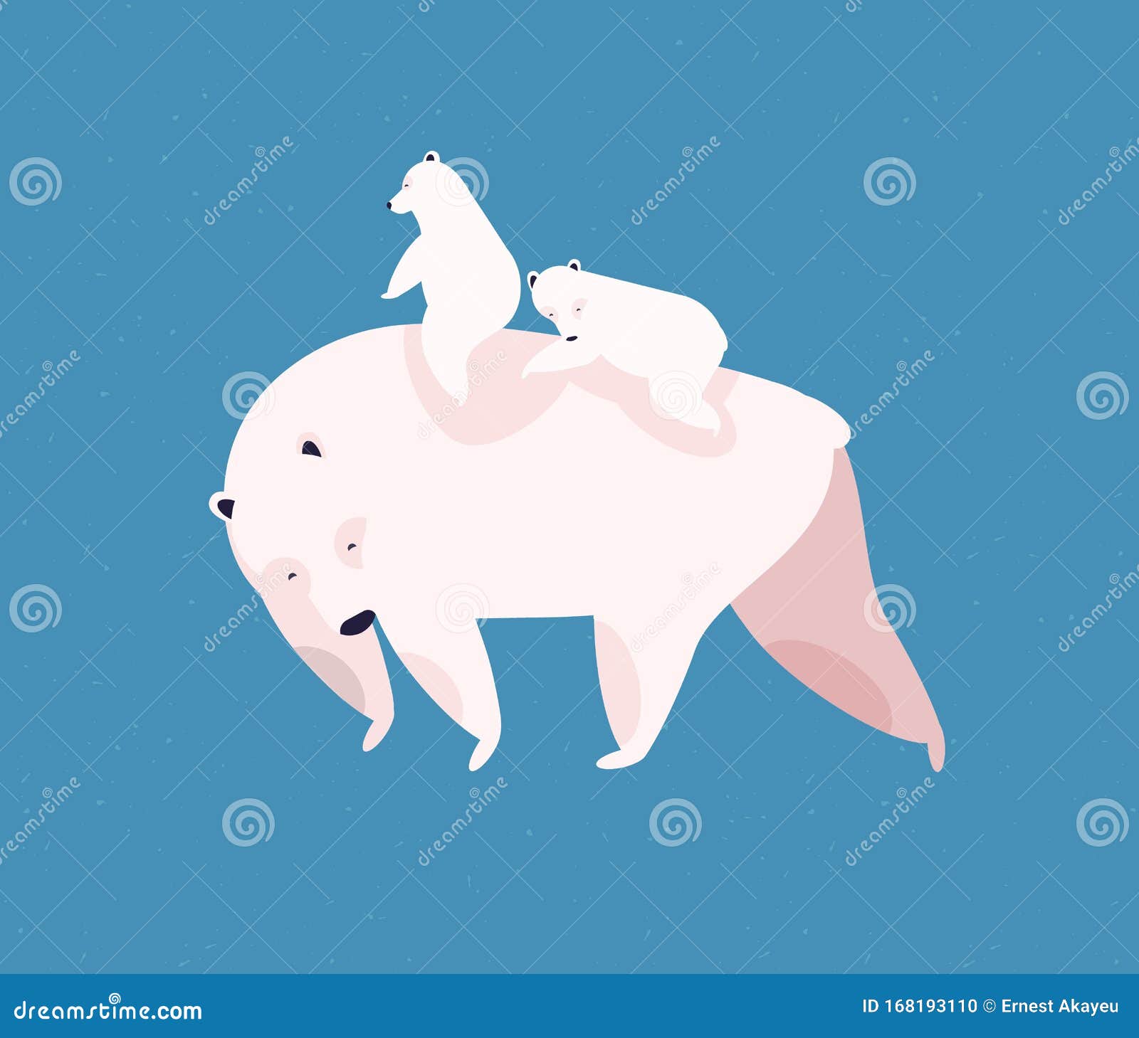 polar bears family flat  . motherhood, love and fondness, tenderness and affection concept. cute
