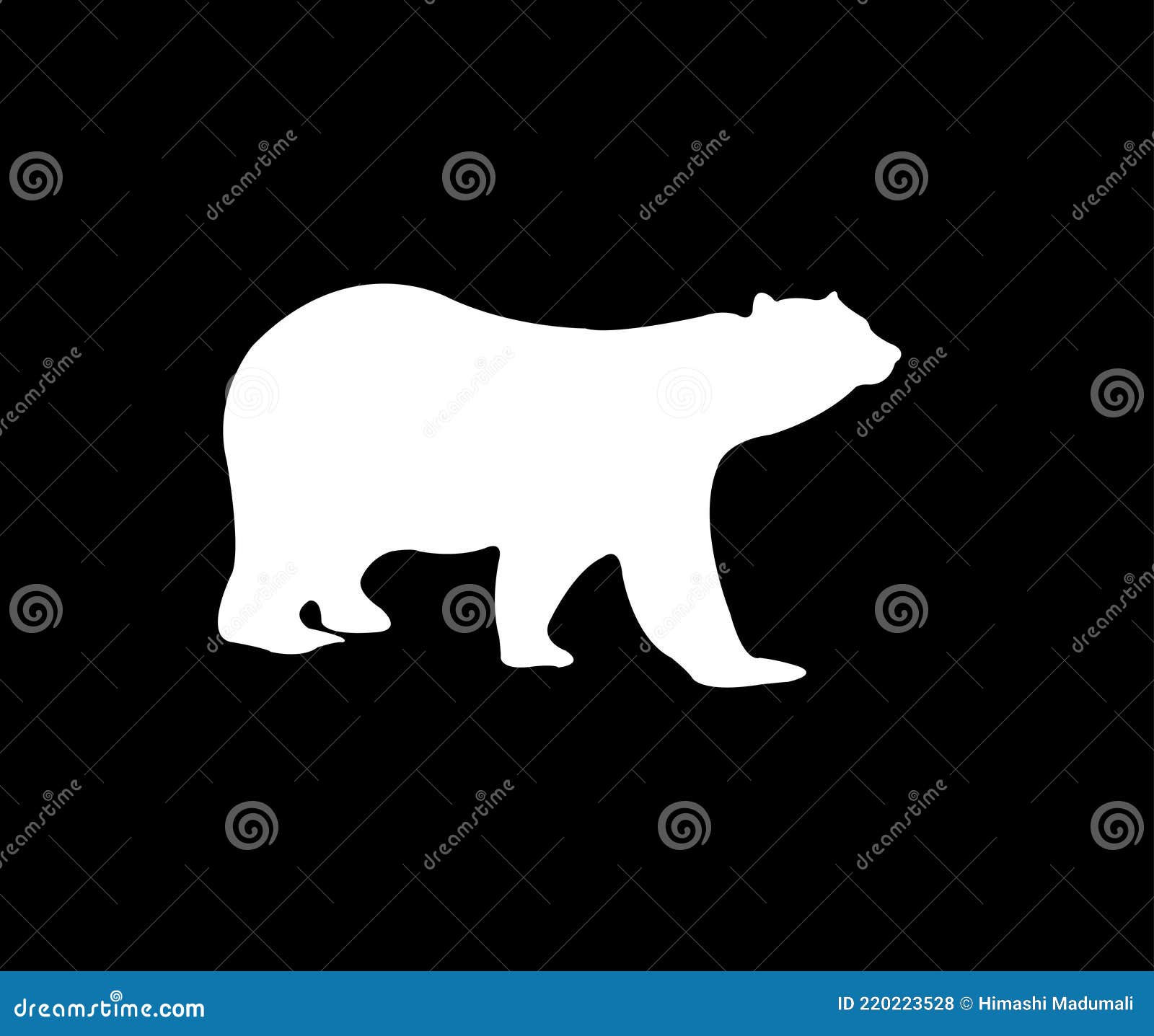 polar beer on black background,  drawing