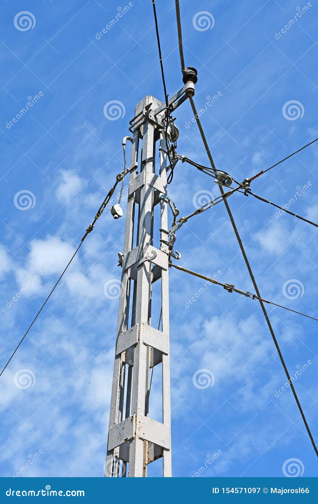 Pole and Cables of the Trolley Car Stock Image Image of wire