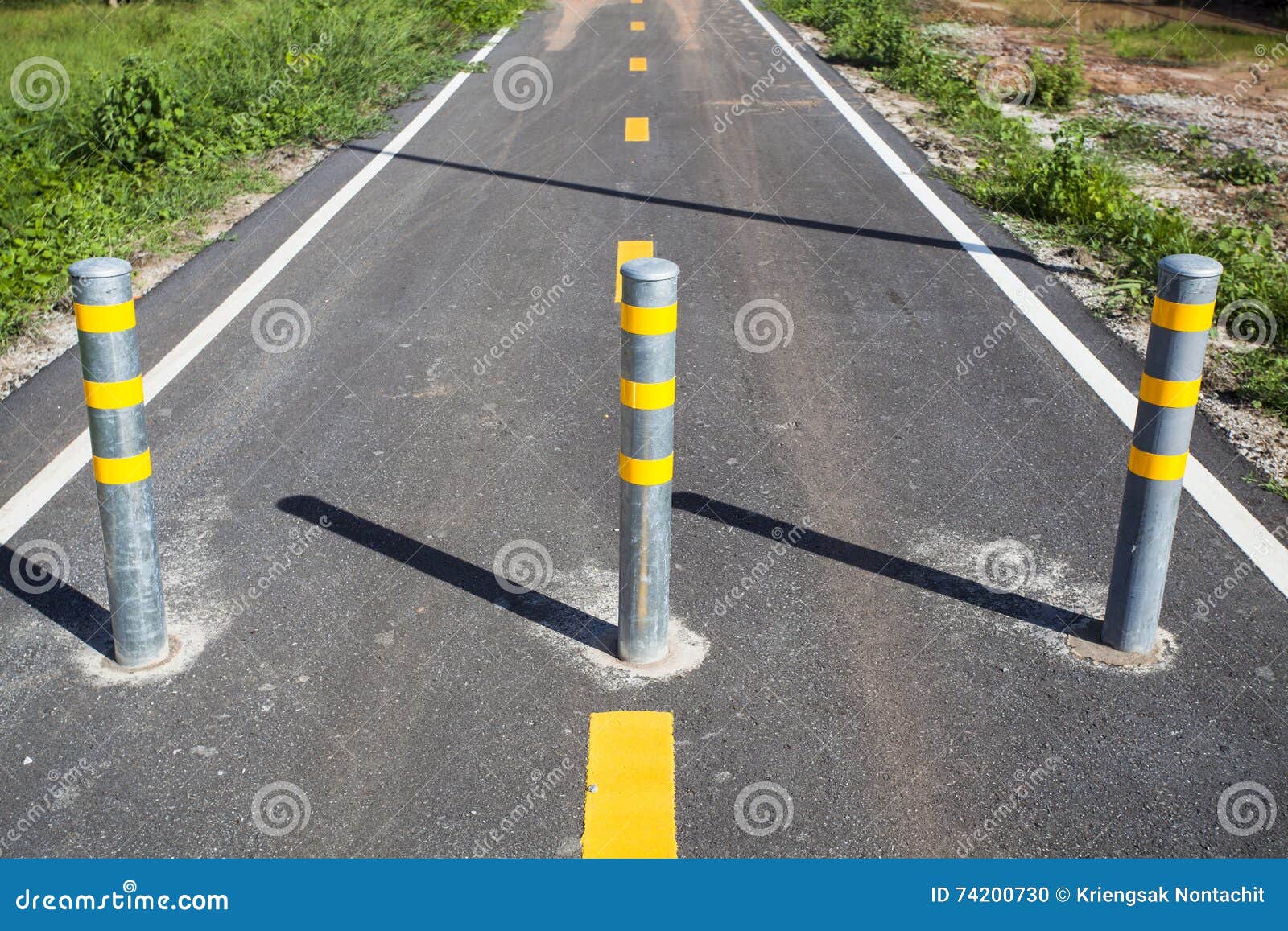 Pole for Car and Bicycle Barriers Stock Photo Image of post, safety