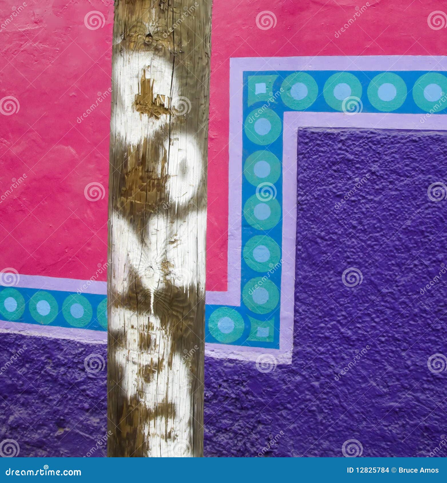 Pole in Front of a Painted Wall Stock Photo - Image of pattern
