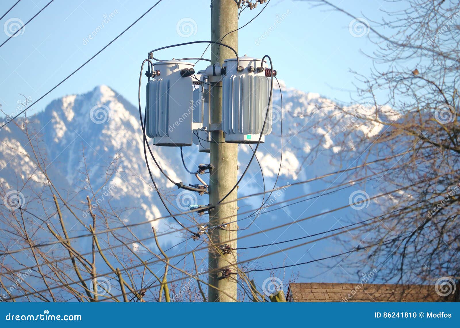 Pole-mounted Distribution Transformer Stock Photo - Image of industry