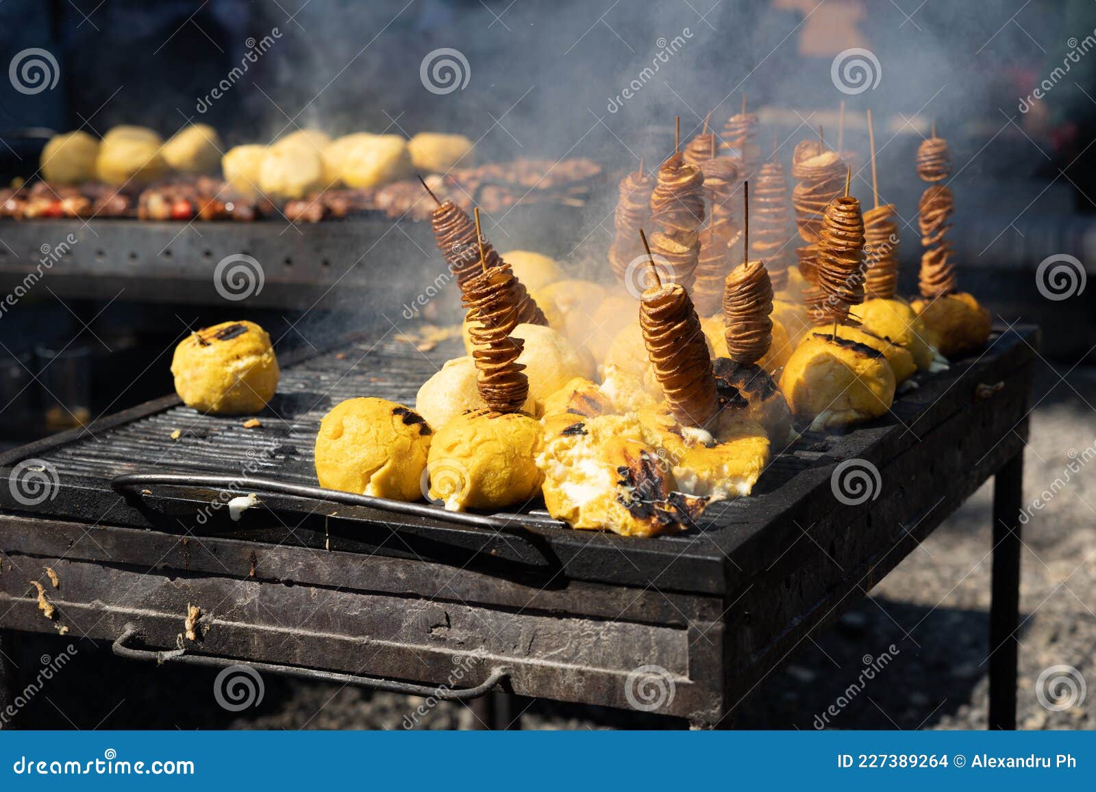 Polenta with Cheese and Potato Chips on Grill Stock Photo Image of