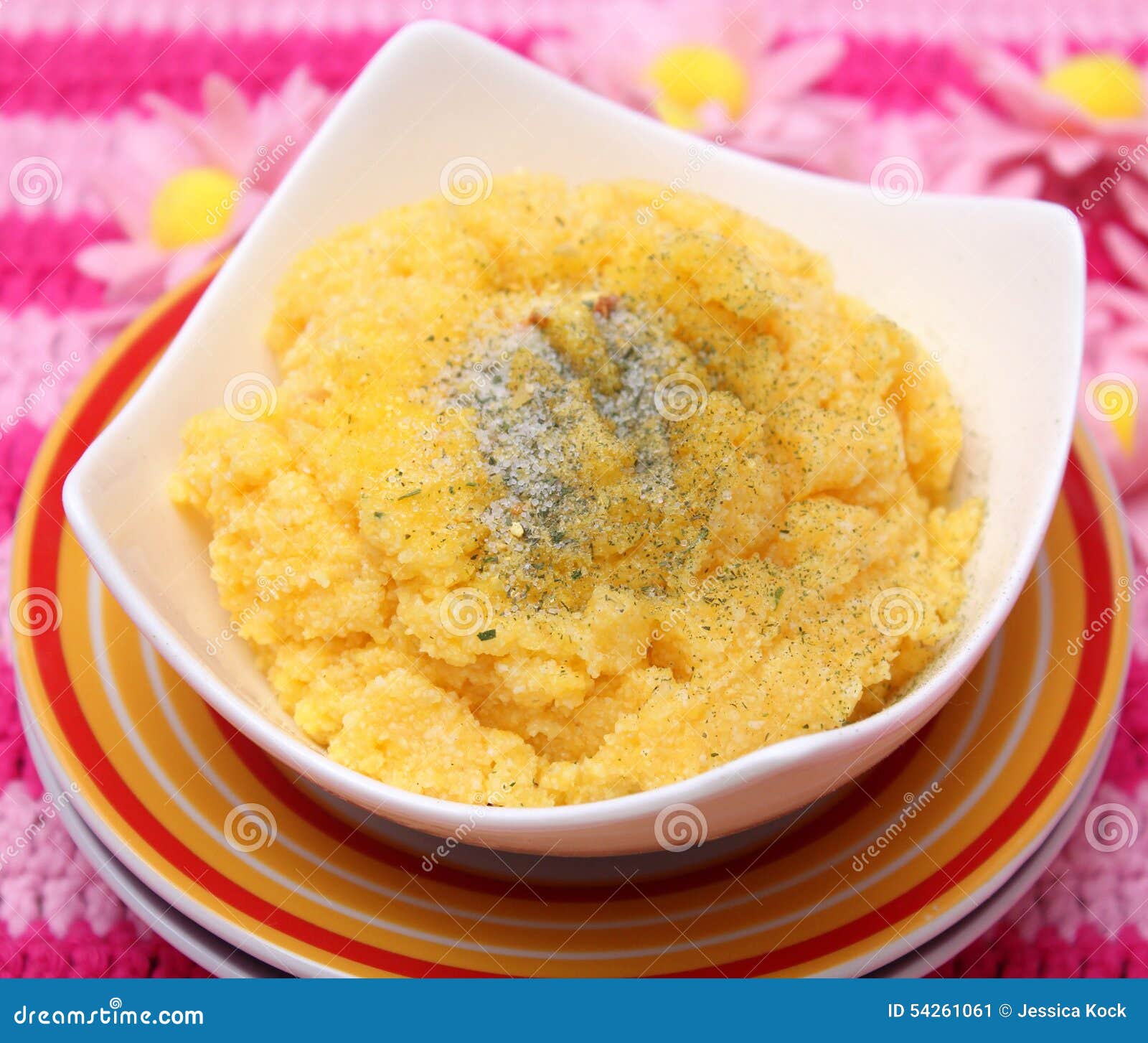 Polenta with herbs stock image. Image of couscous, puree 54261061