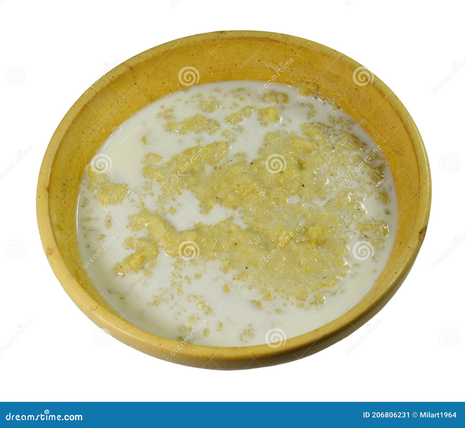 Polenta with Milk on White. Stock Image Image of breakfast, food