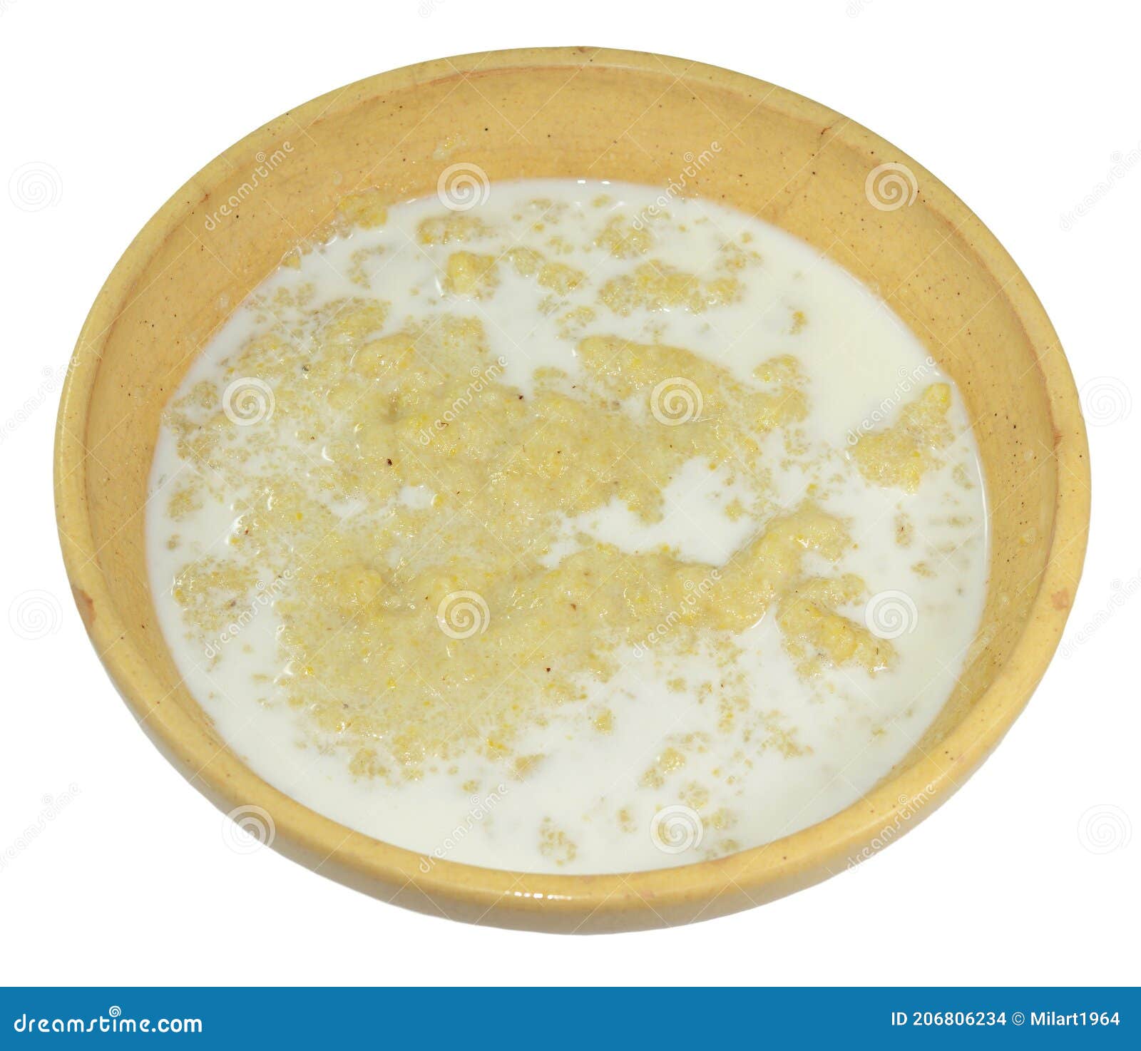 Polenta with Milk on White. Stock Photo Image of cooking, cooked
