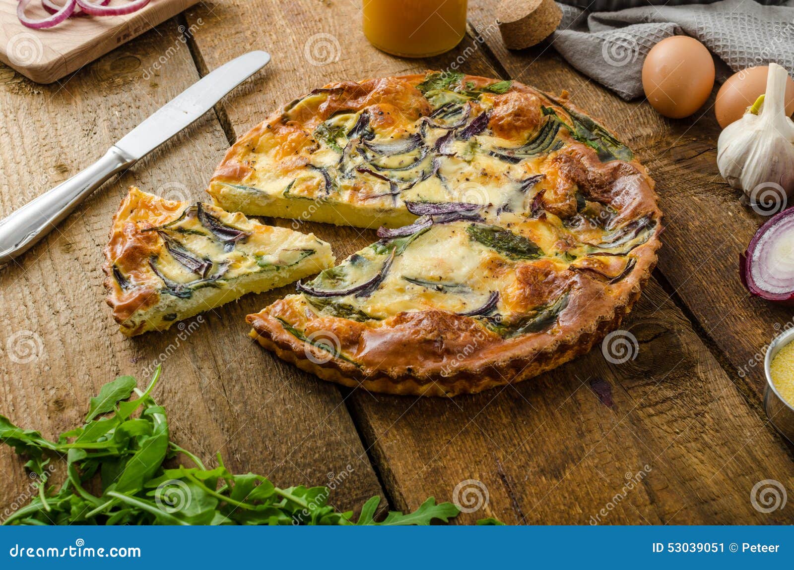 Polenta Quiche with Red Onion and Herbs Stock Image Image of lunch