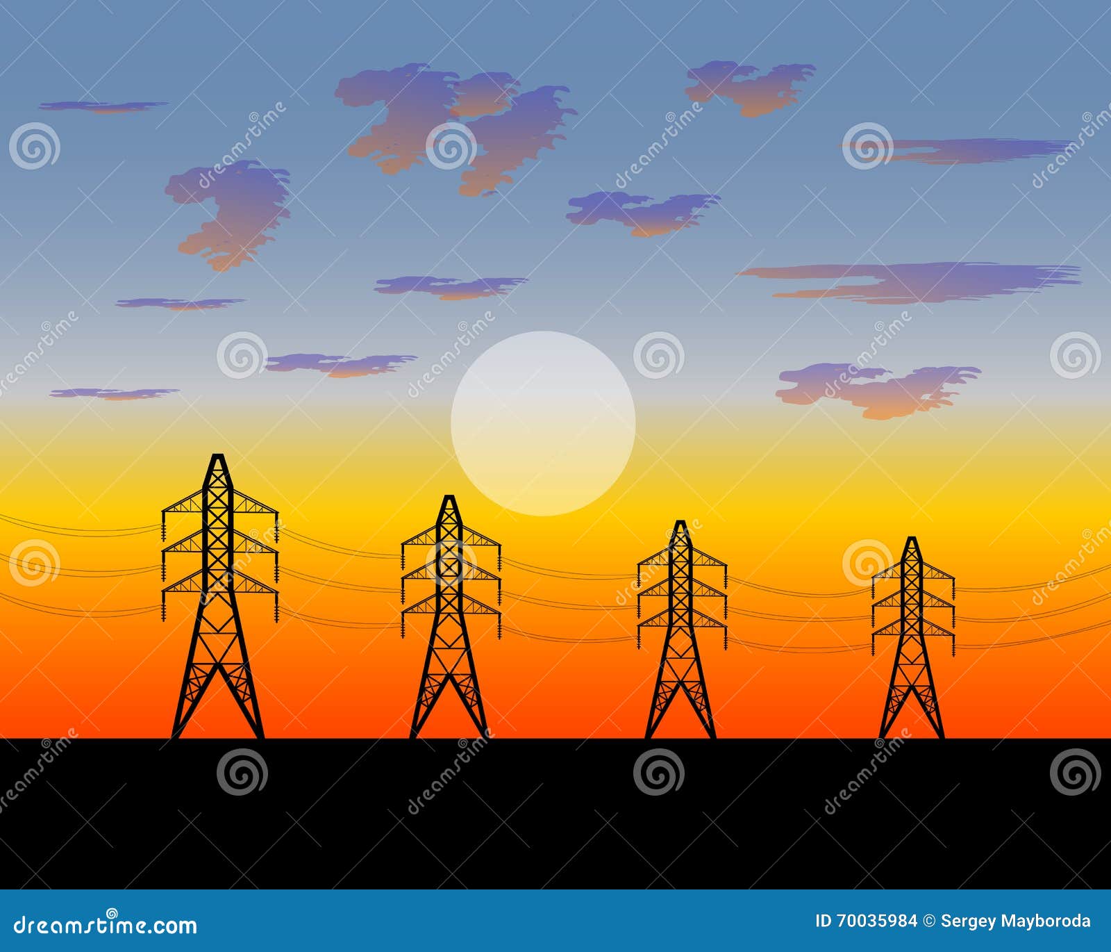 Poles Electric an Iron Construction Stock Vector Illustration of