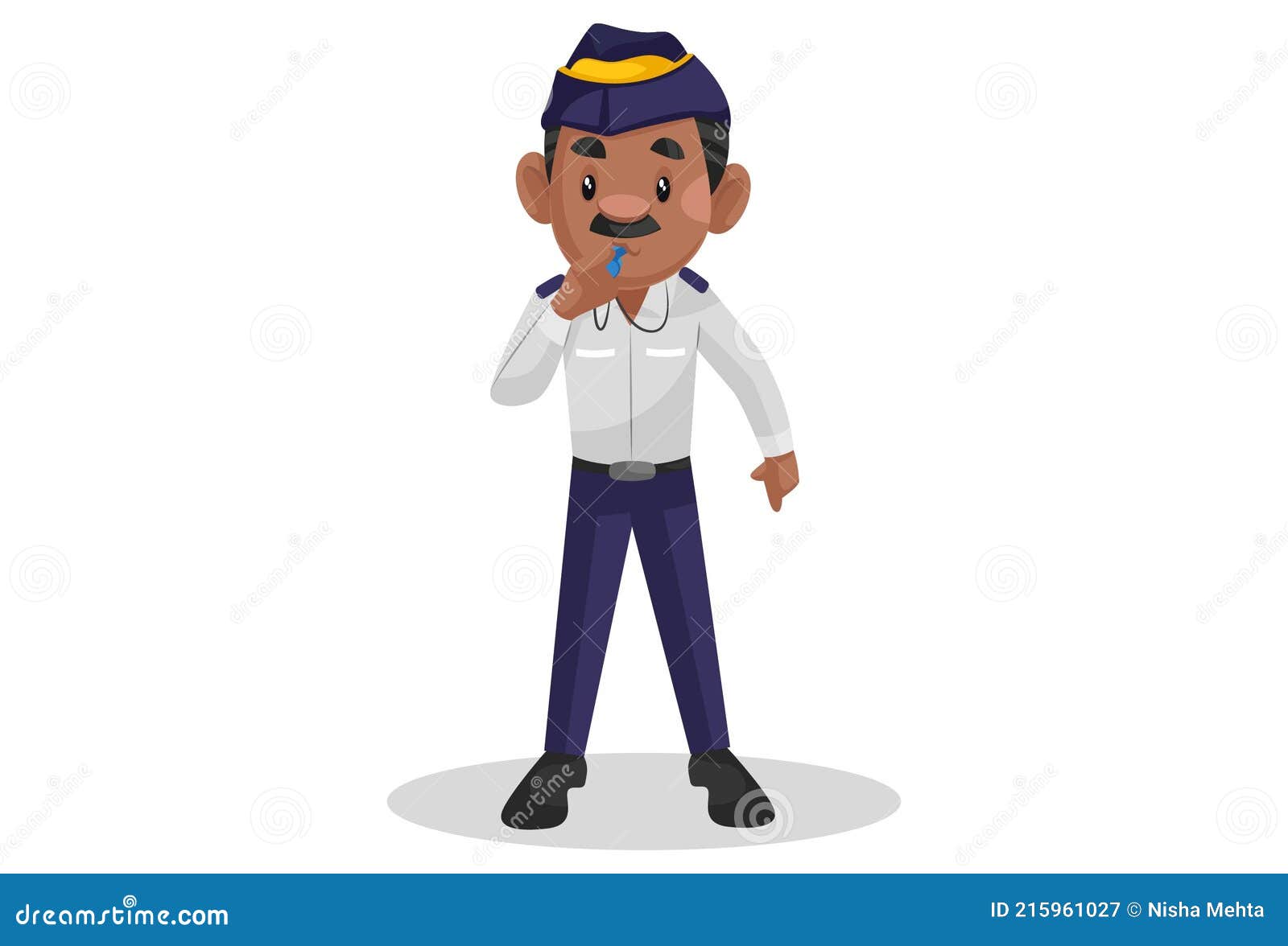 Policía De Tráfico Vector Ilustración De Dibujos Animados Ilustración del  Vector - Ilustración de indio, pegatina: 215961027