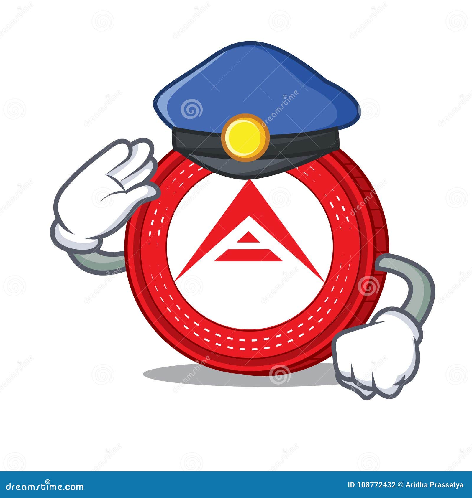 Police Ark coin character cartoon vector illustration