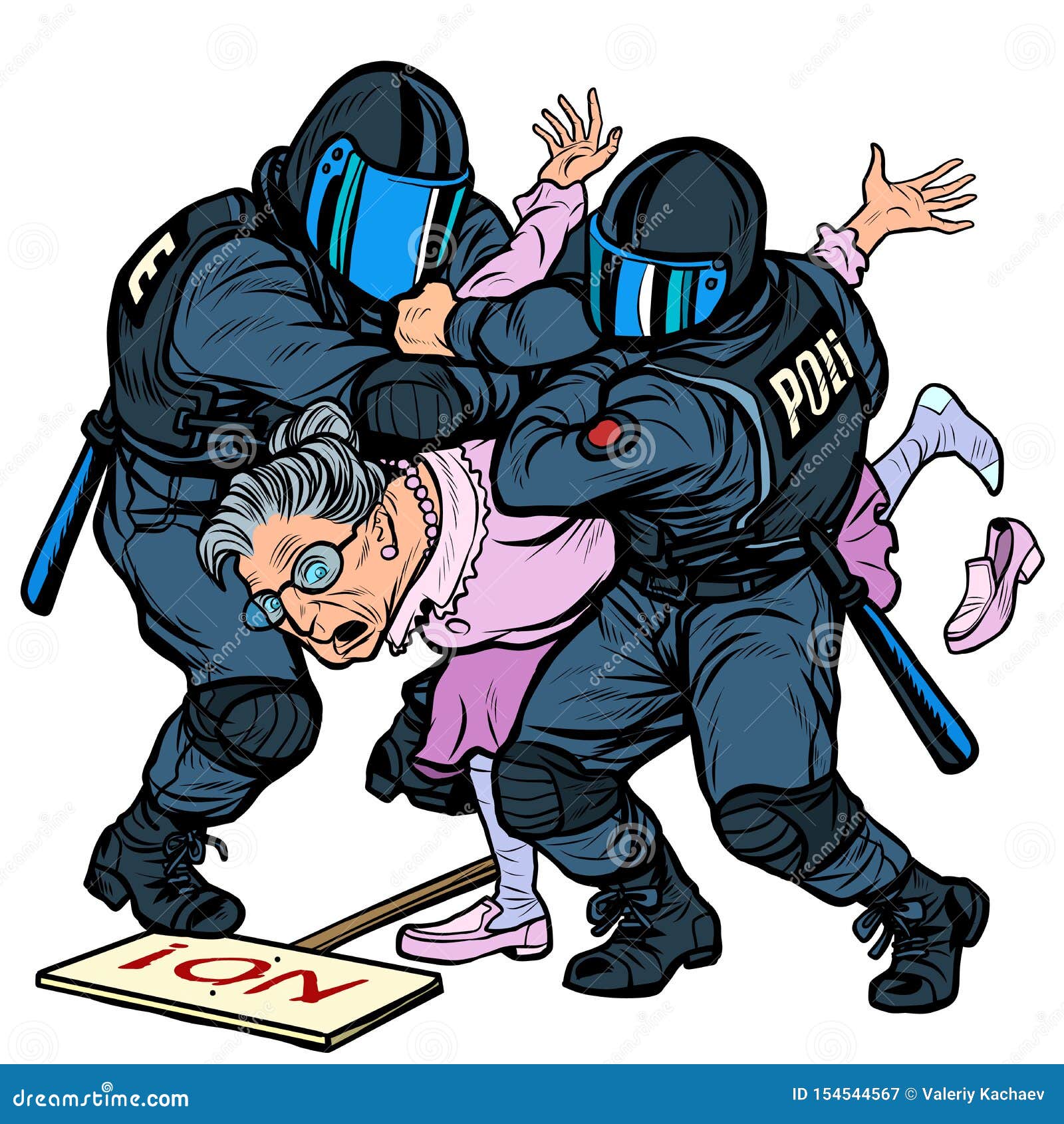 Police Arrest of a Protesting Pensioner Stock Vector - Illustration of  force, grey: 154544567