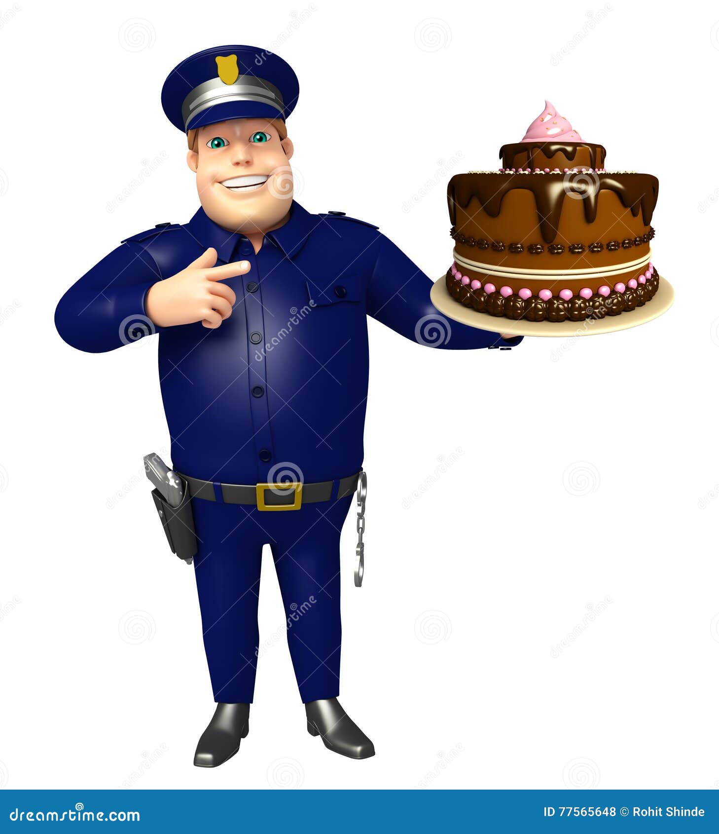 Police Avec Le Gateau Illustration Stock Illustration Du Bras