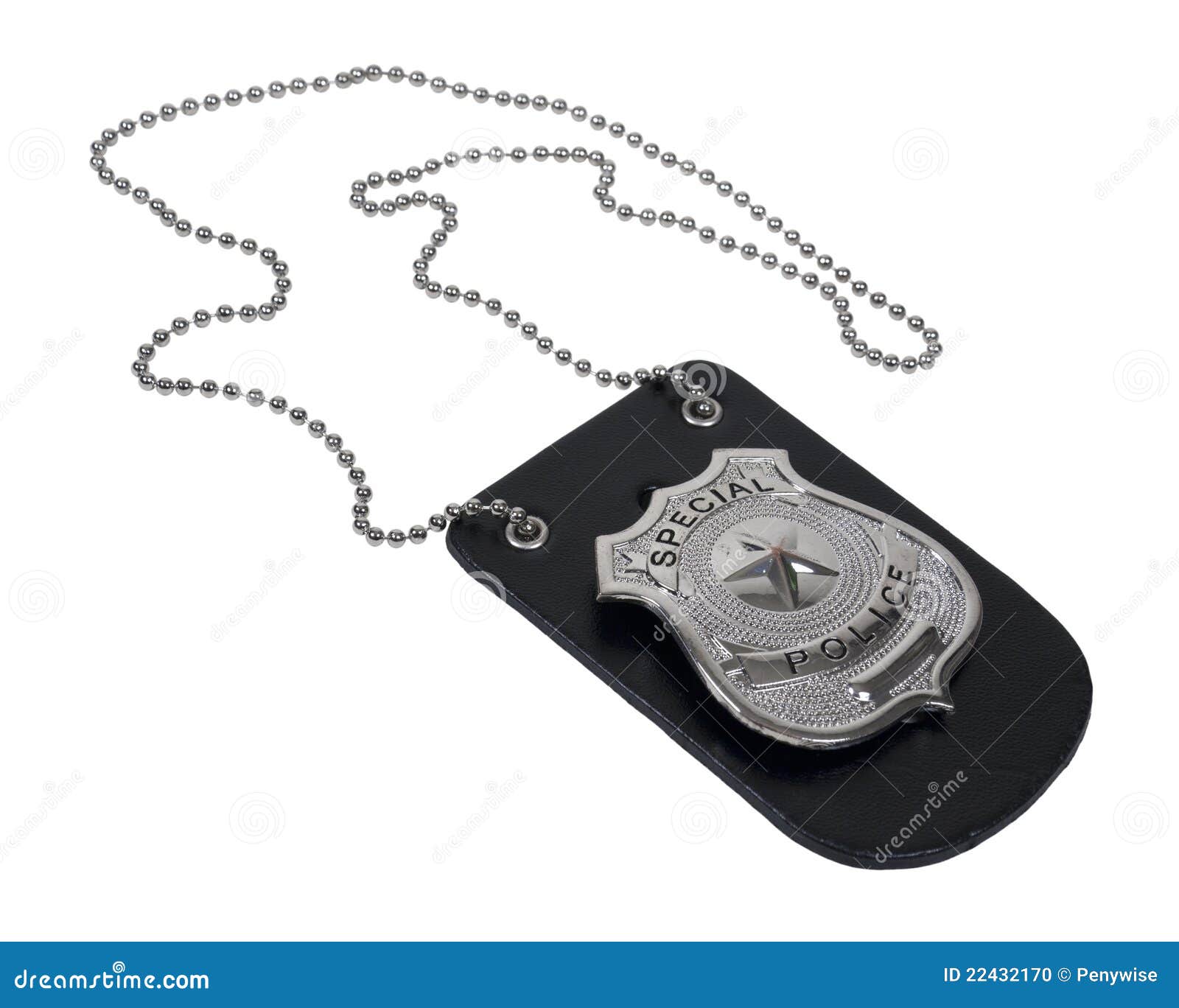 Police Badge on Leather Holder Stock Photo Image of security, holder