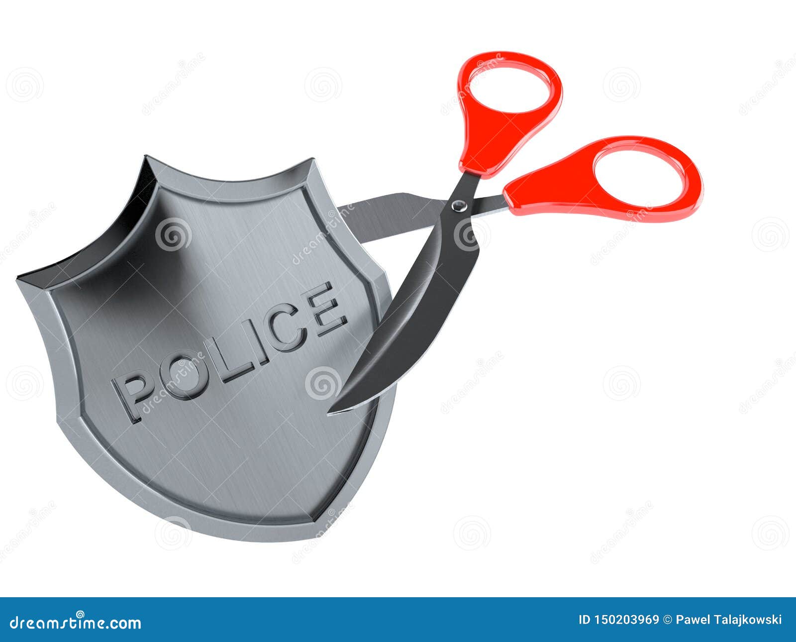 Police badge with scissors stock illustration. Illustration of isolated -  150203969