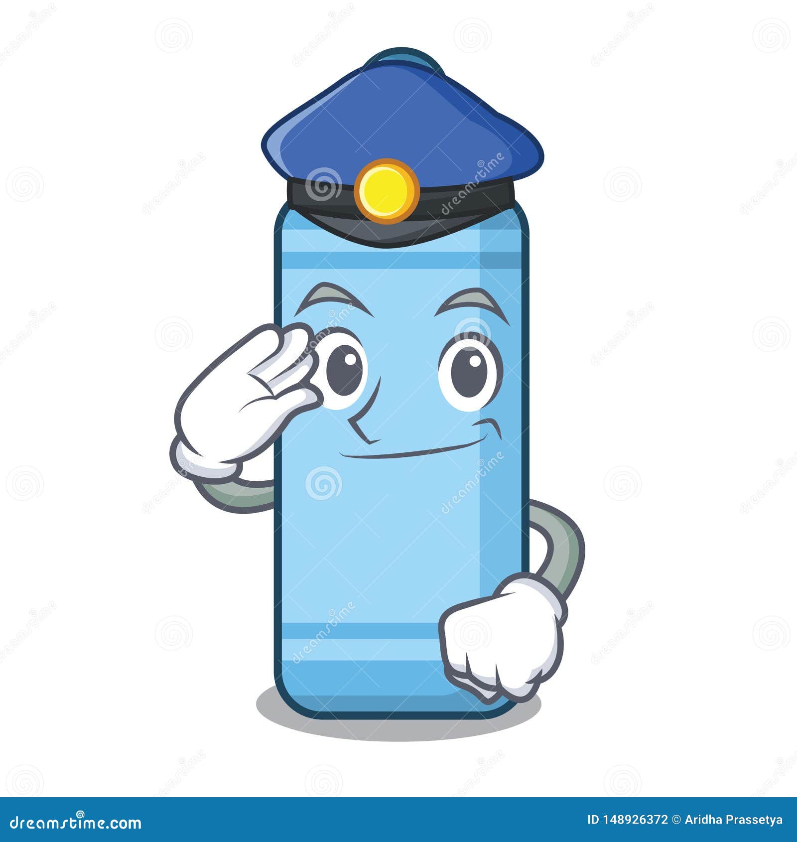 Police Blue Crayon Isolated in the Mascot Stock Vector Illustration