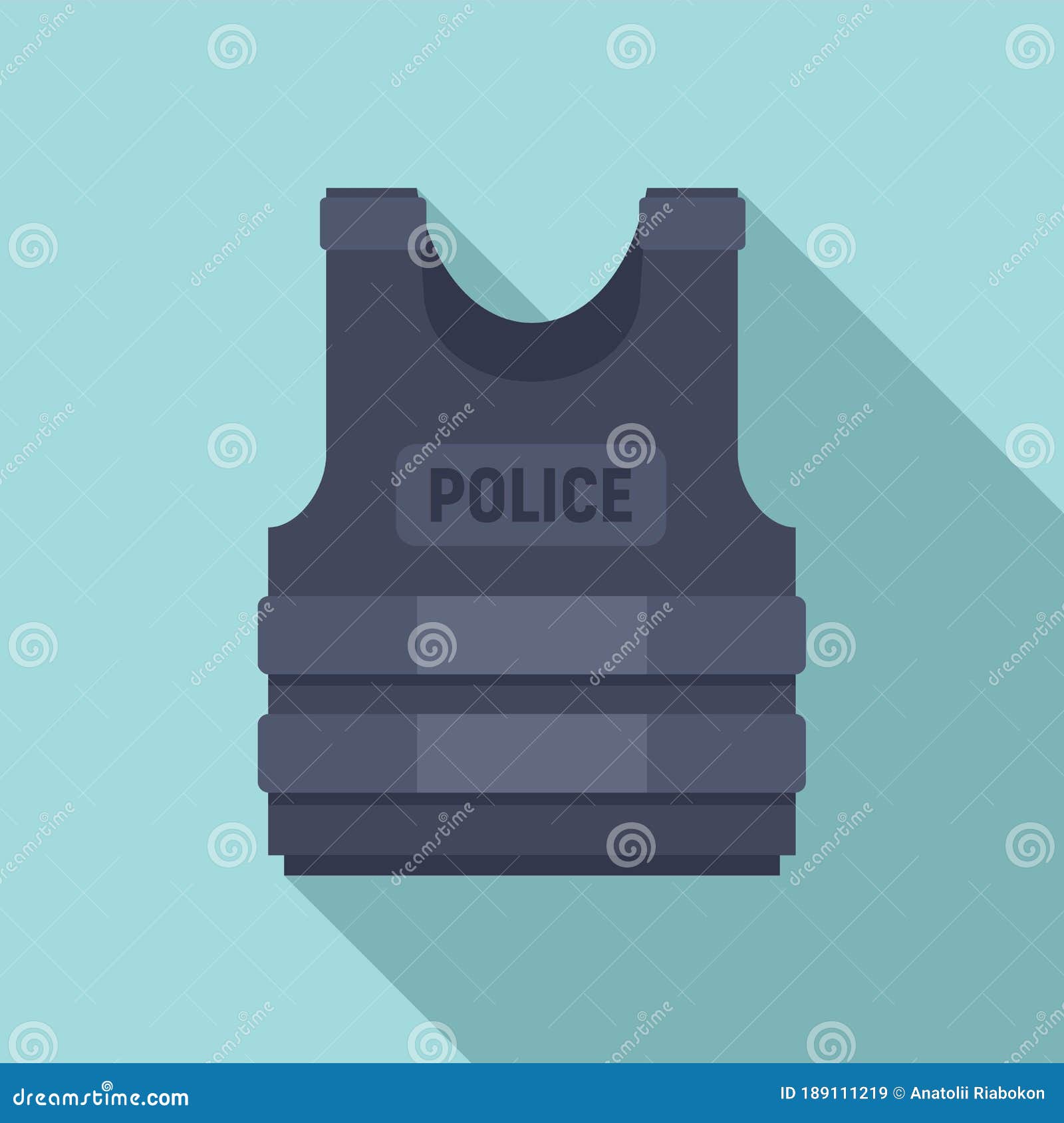 police bulletproof vest icon, flat style