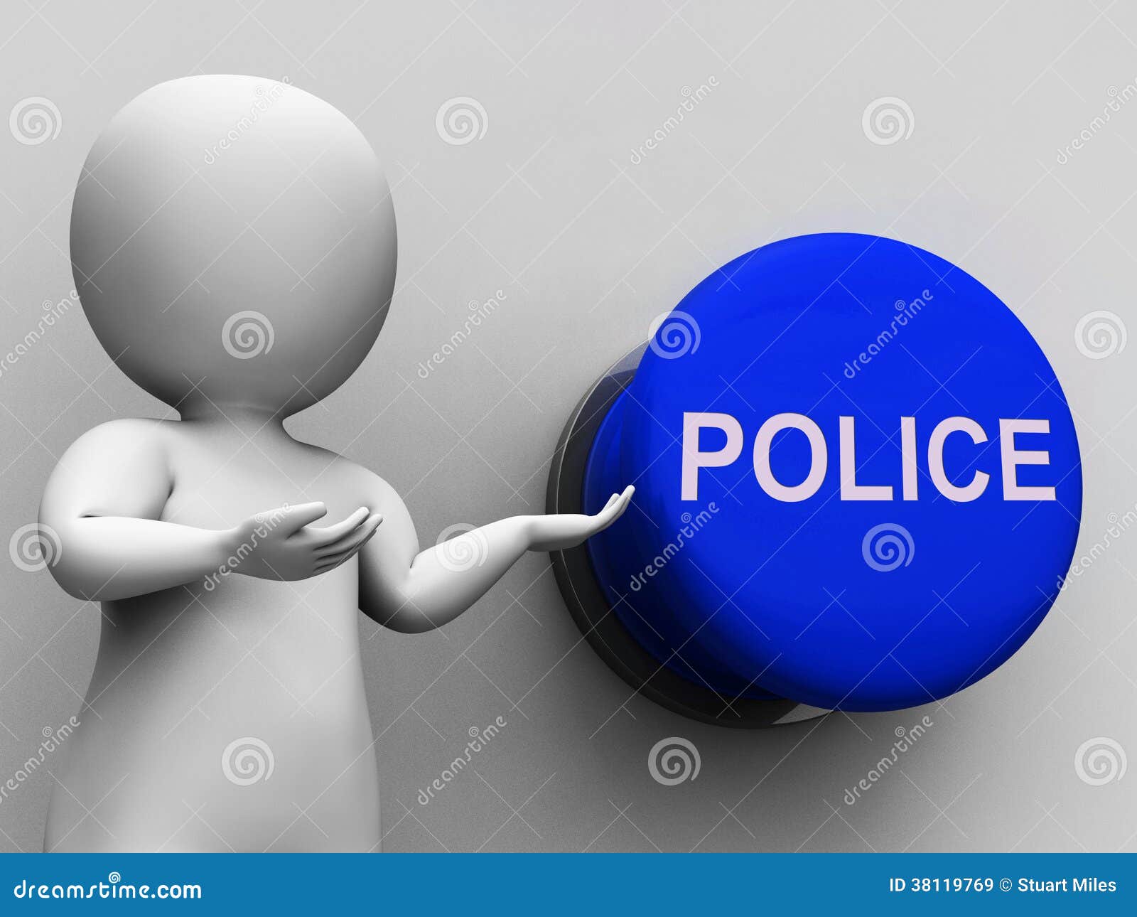 Police Button Means Law Enforcement or Officer Stock Illustration