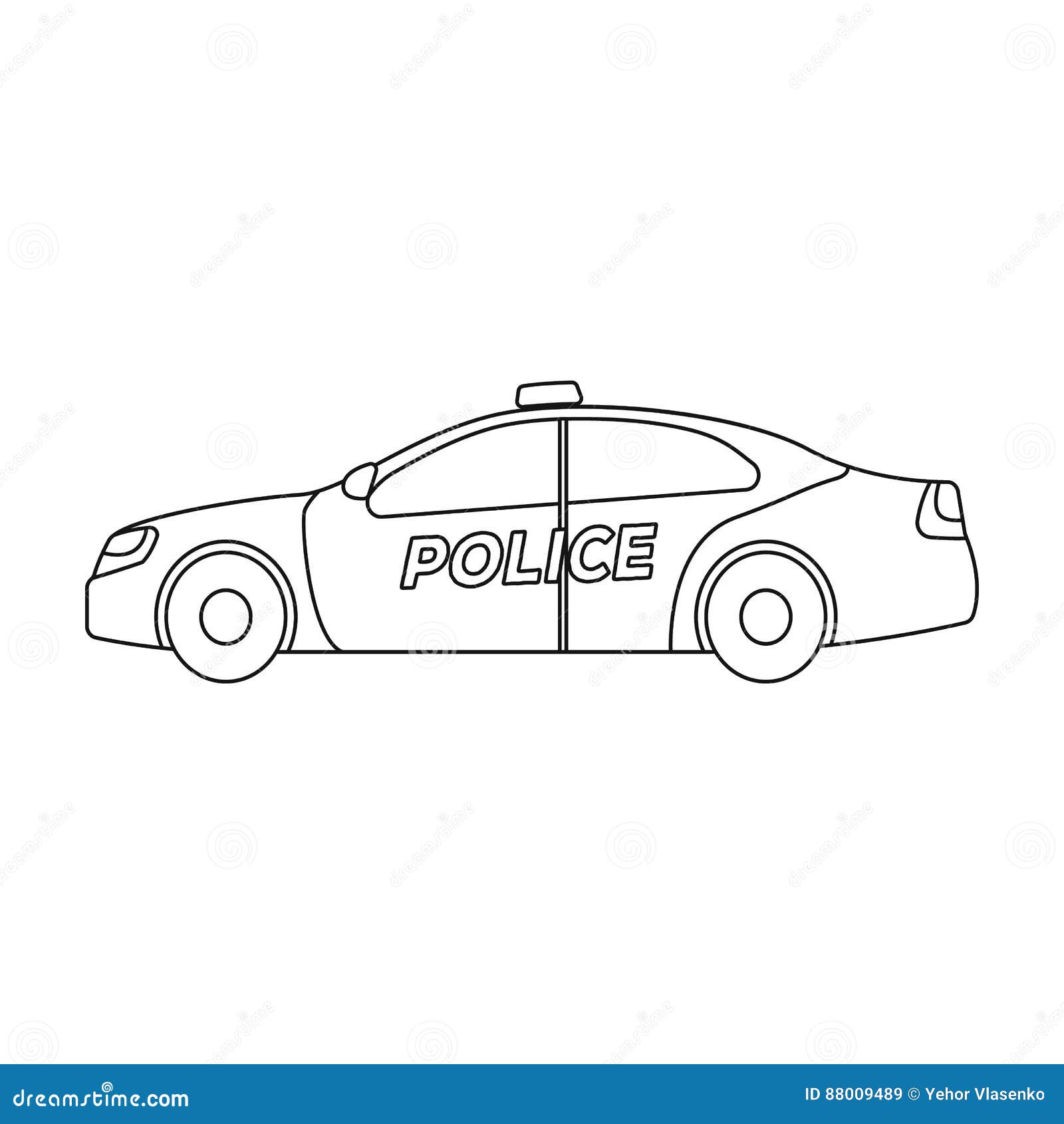 Police Car Icon in Outline Style Isolated on White Background. Police ...