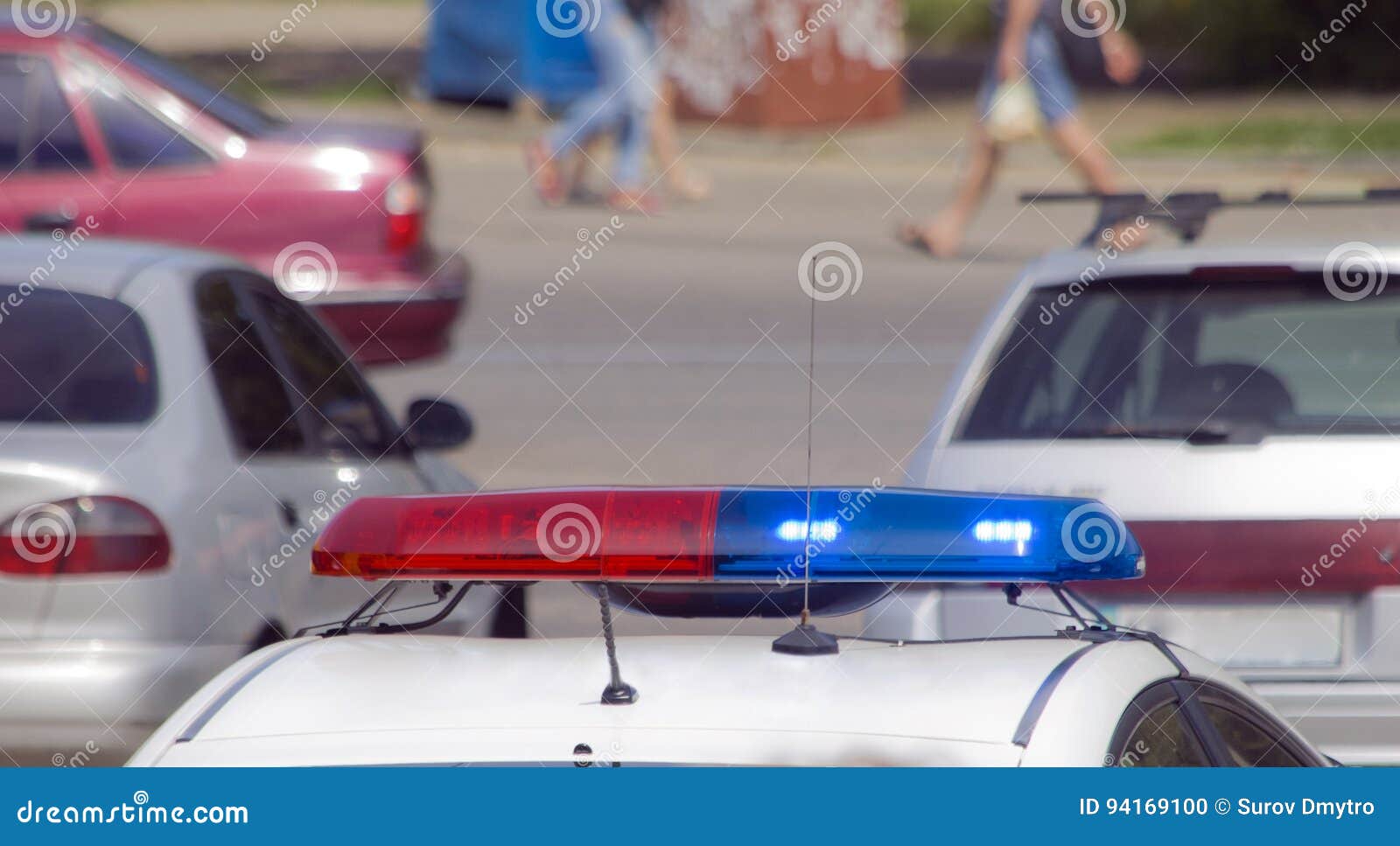 Police Car with Sirens Red and Blue Color Stock Photo - Image of ...