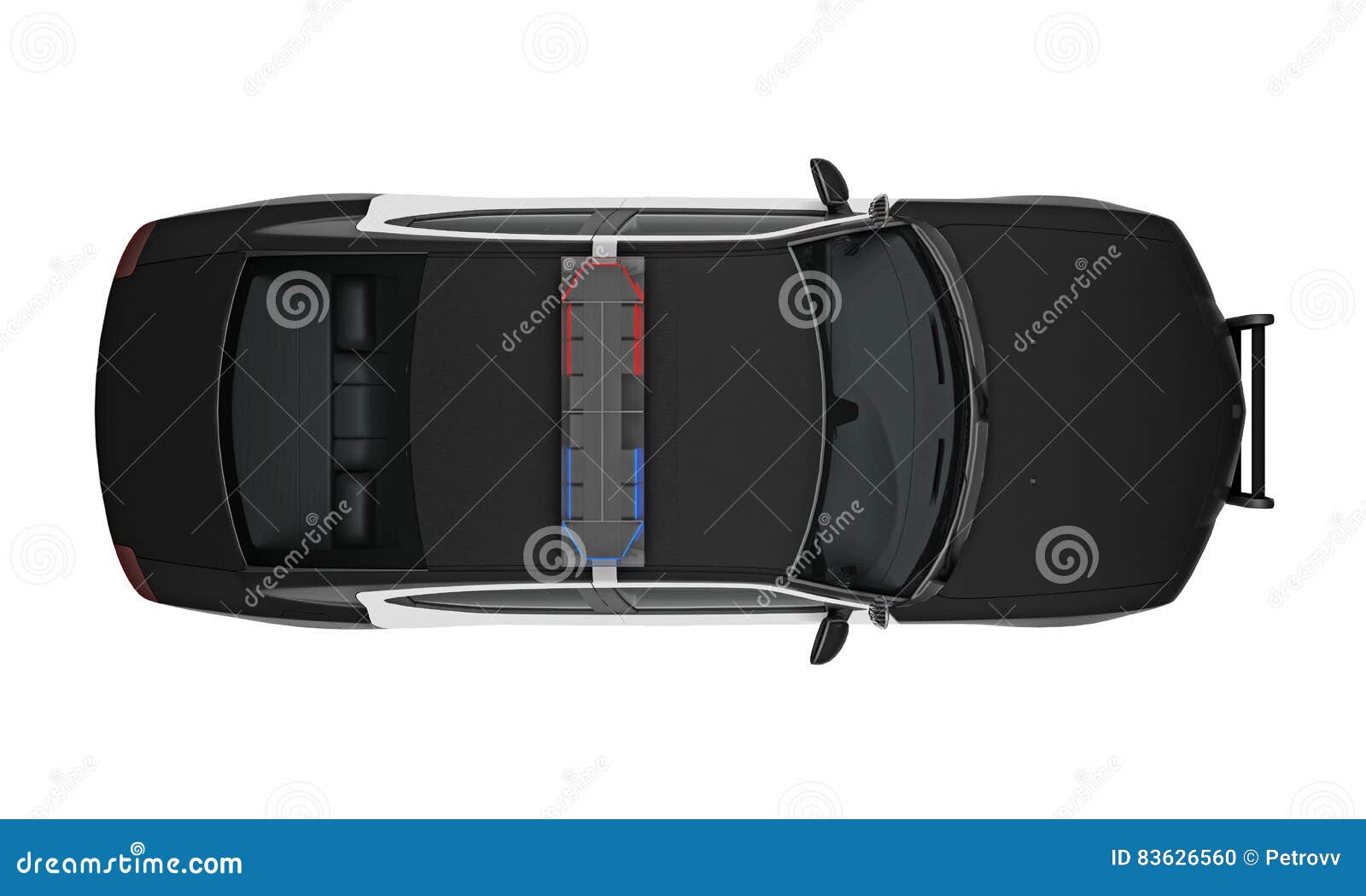 Police Car Top View 3D Rendering Stock Illustration - Illustration of