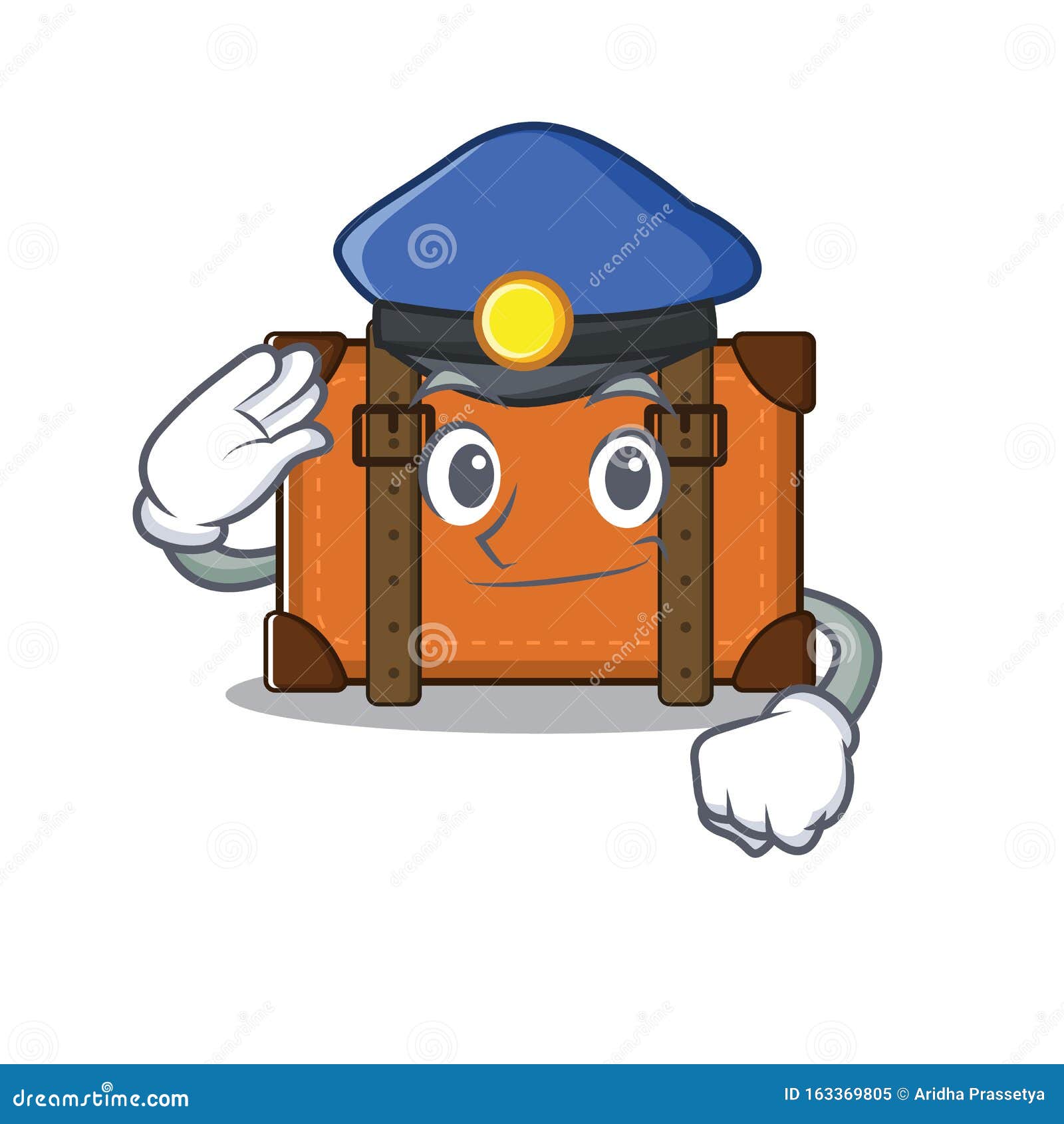 Police Cute Suitcase with the Cartoon Shape Stock Vector Illustration