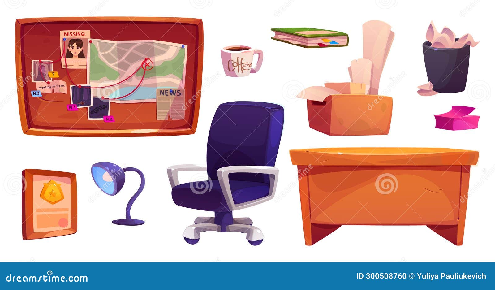 Police Detective Office Furniture Set Stock Vector Illustration Of police-detective-office-furniture-set-stock-vector-illustration-of