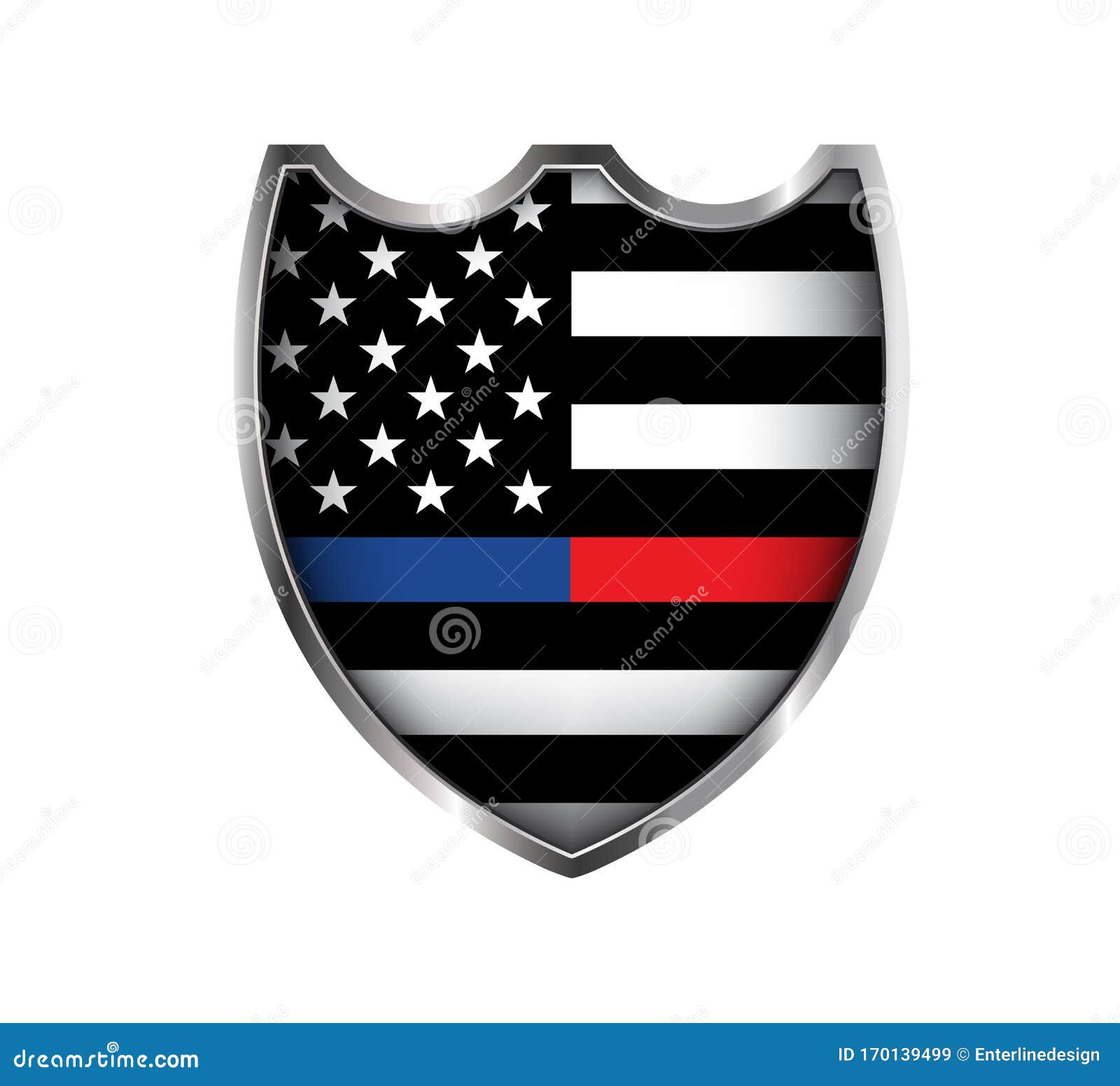 Police and Firefighter American Flag Badge Emblem Illustration Stock ...