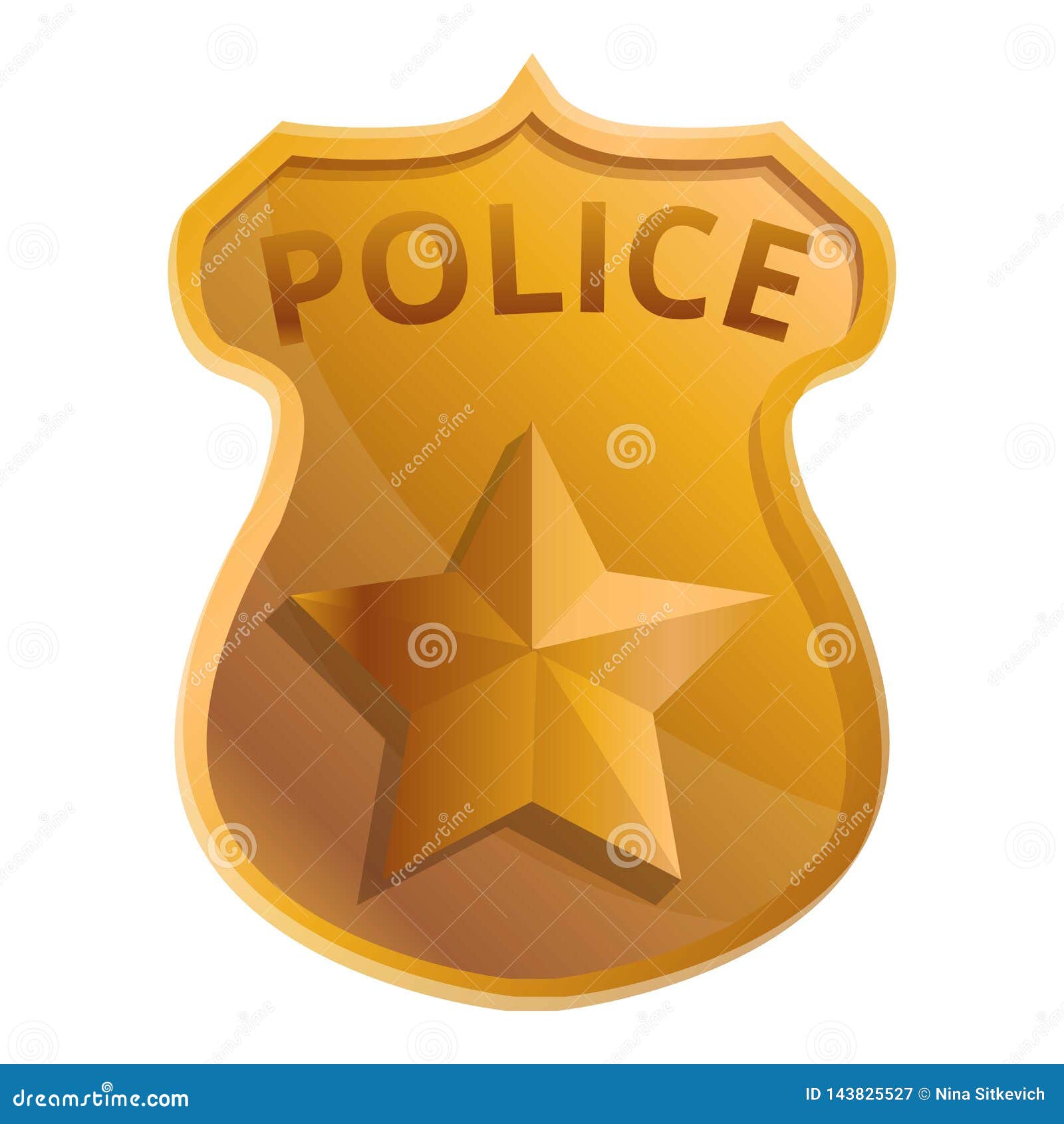Police Gold Badge Icon, Cartoon Style Stock Vector - Illustration of shape,  honor: 143825527