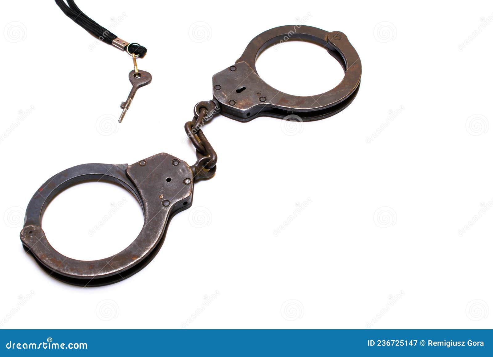 Police Handcuffs Isolated on a White Background Stock Image Image of