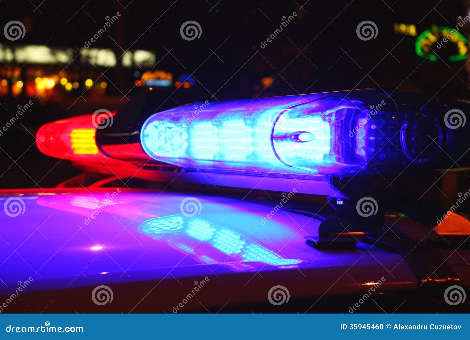 police lights by night