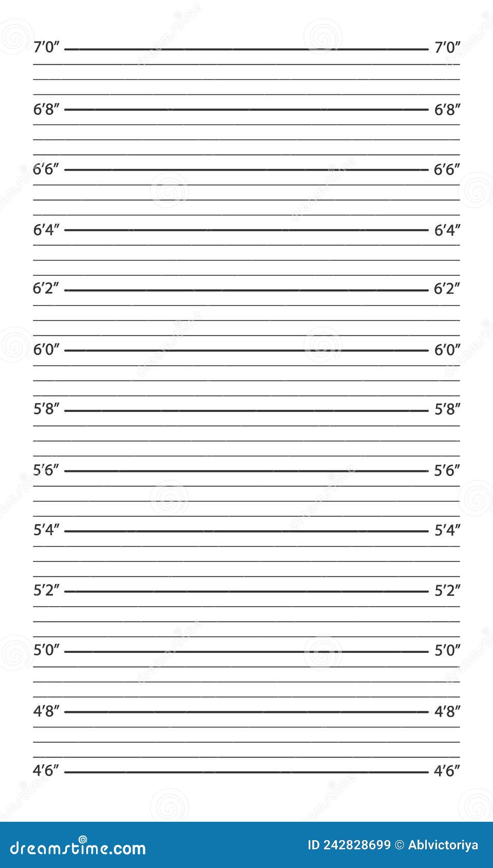 Police Mugshot Background. Height Chart for Photo of Arrested Person or