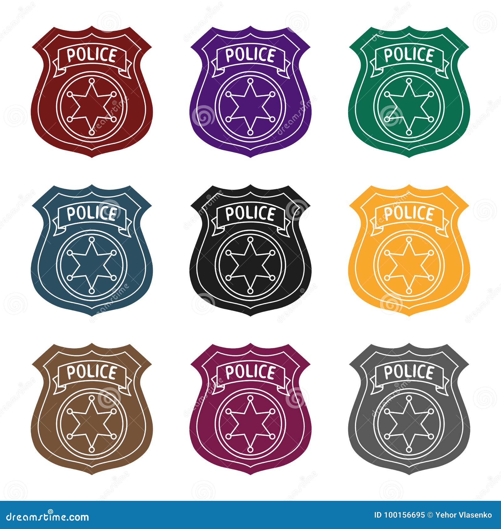 Police Officer Badge Icon Vector Illustration Stock Illustration