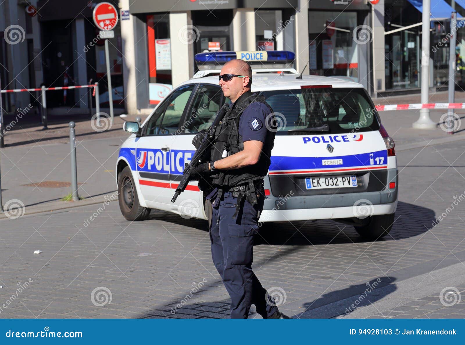 Police Officer with Gun Guarding the Road Editorial Stock Photo - Image ...