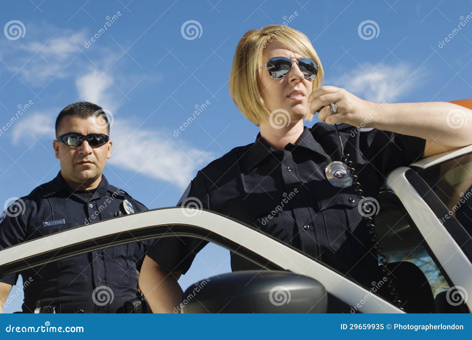 police officers using two-way radio