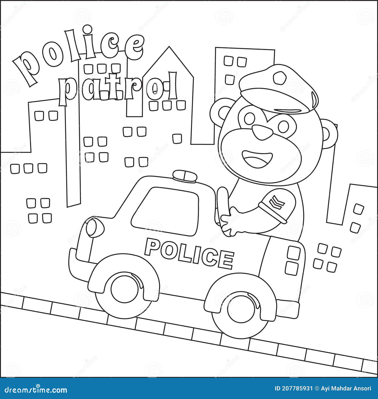 Police Patrol Animal Cartoon Vector Illustration Vector Cartoon Stock ...