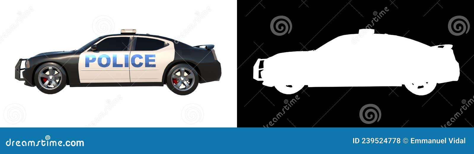 police patrol 2-lateral view white background alpha png 3d rendering ilustracion 3d