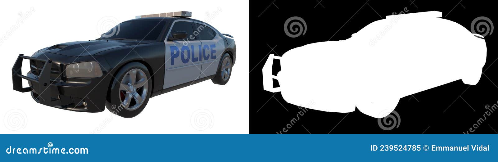 police patrol 2-perspective f view white background alpha png 3d rendering ilustracion 3d