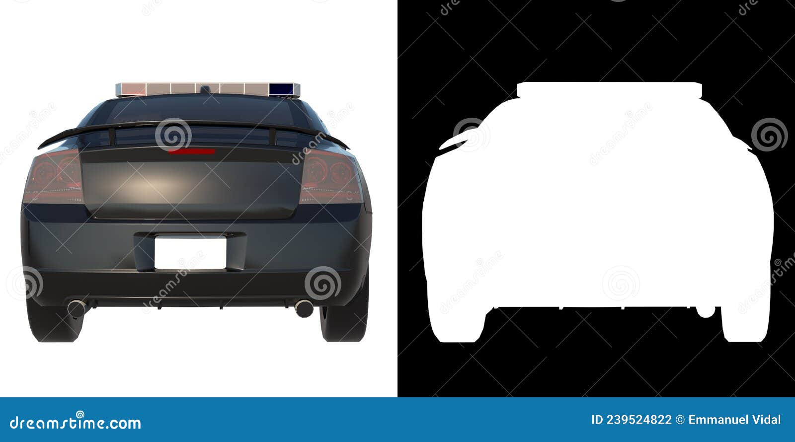 police patrol 2-back view white background alpha png 3d rendering ilustracion 3d