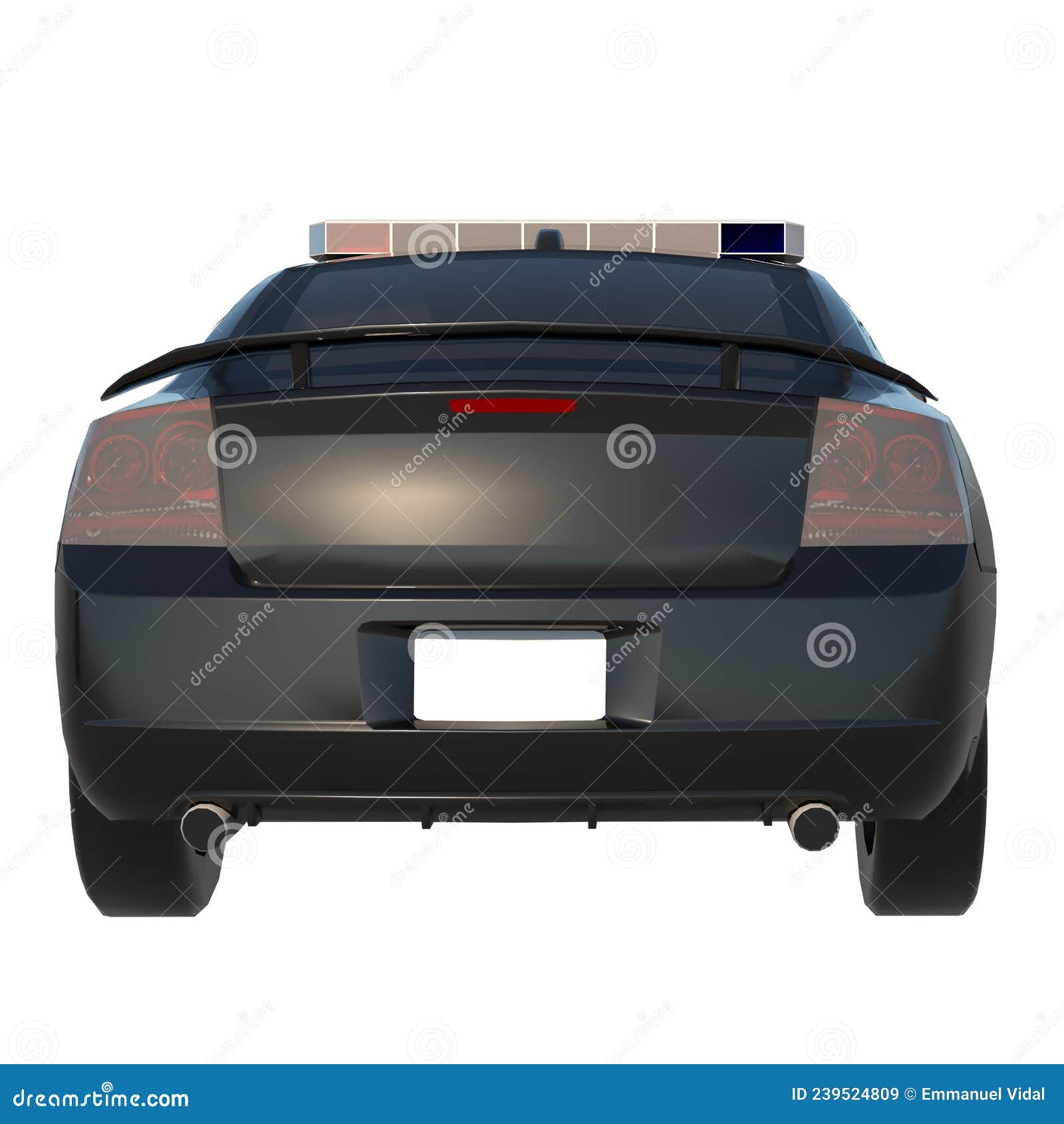 police patrol 2-back view white background 3d rendering ilustracion 3d