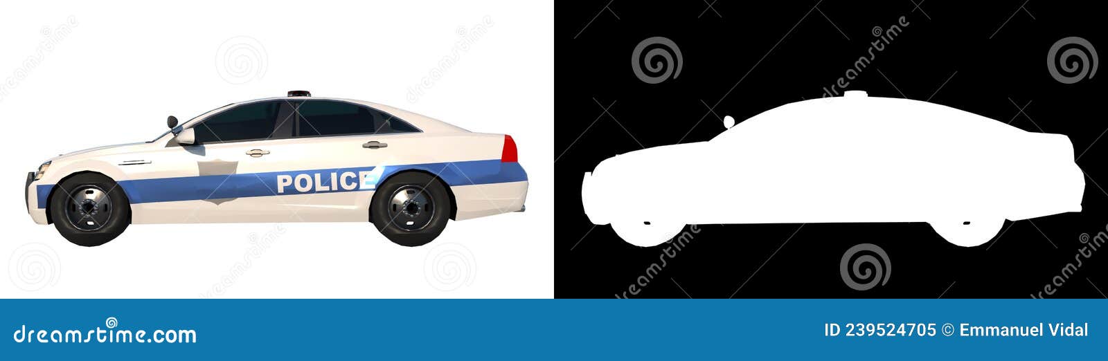 police patrol 1-lateral view white background 3d rendering ilustracion 3d